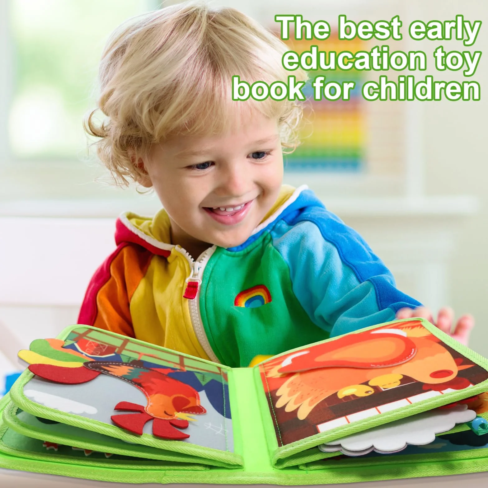 Tableau Montessori Enfants 1-3 Ans - Livre Sensoriel avec 10+ Activités Éducatives, Jouet de Voyage Portable