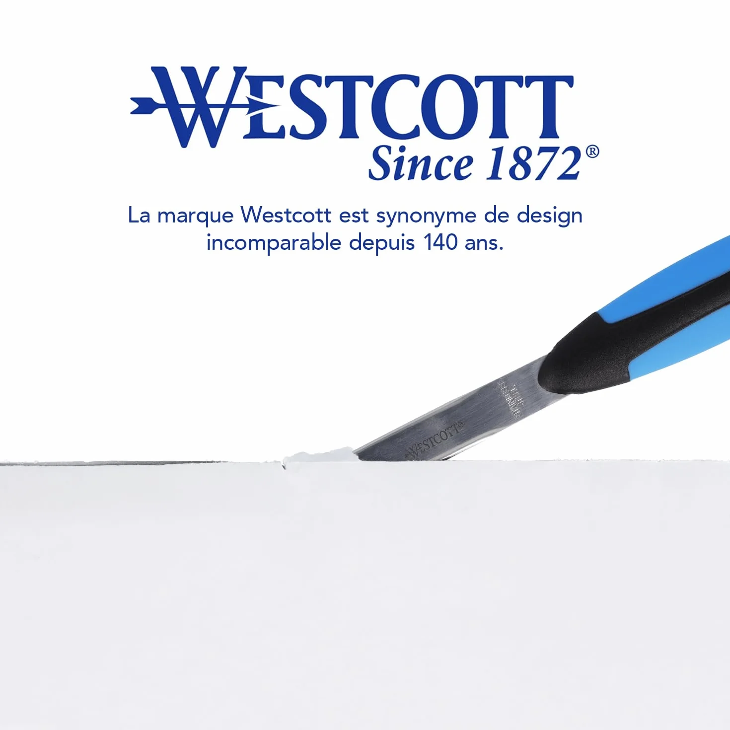 Westcott Coupe-papier avec lame en acier inoxydable et poignée Softgrip ergonomique