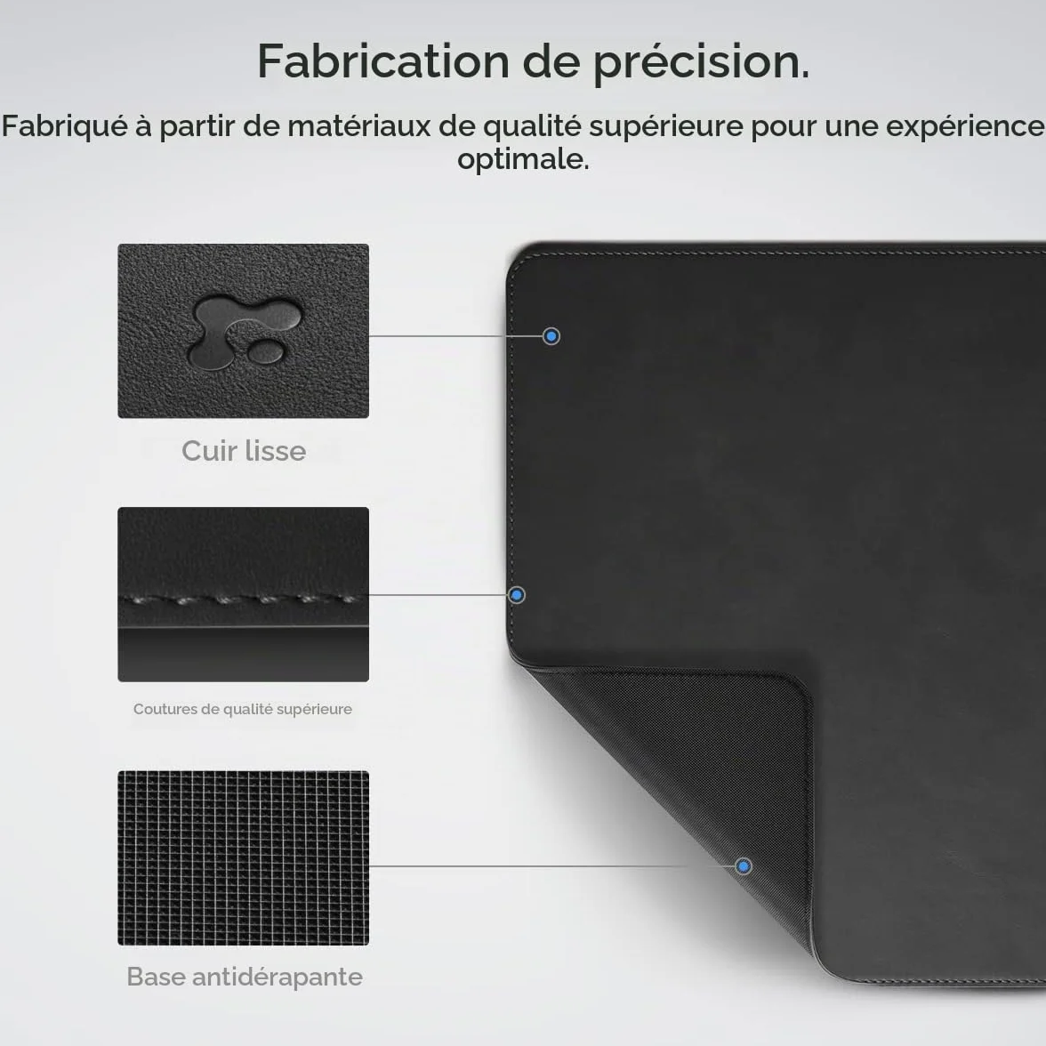 Spigen Tapis de Bureau Aimant Intégré Organisateur Câbles Sous-main Cuir PU Végan Tapis Souris XXL Imperméable Base Gomme Antidérapante Noir