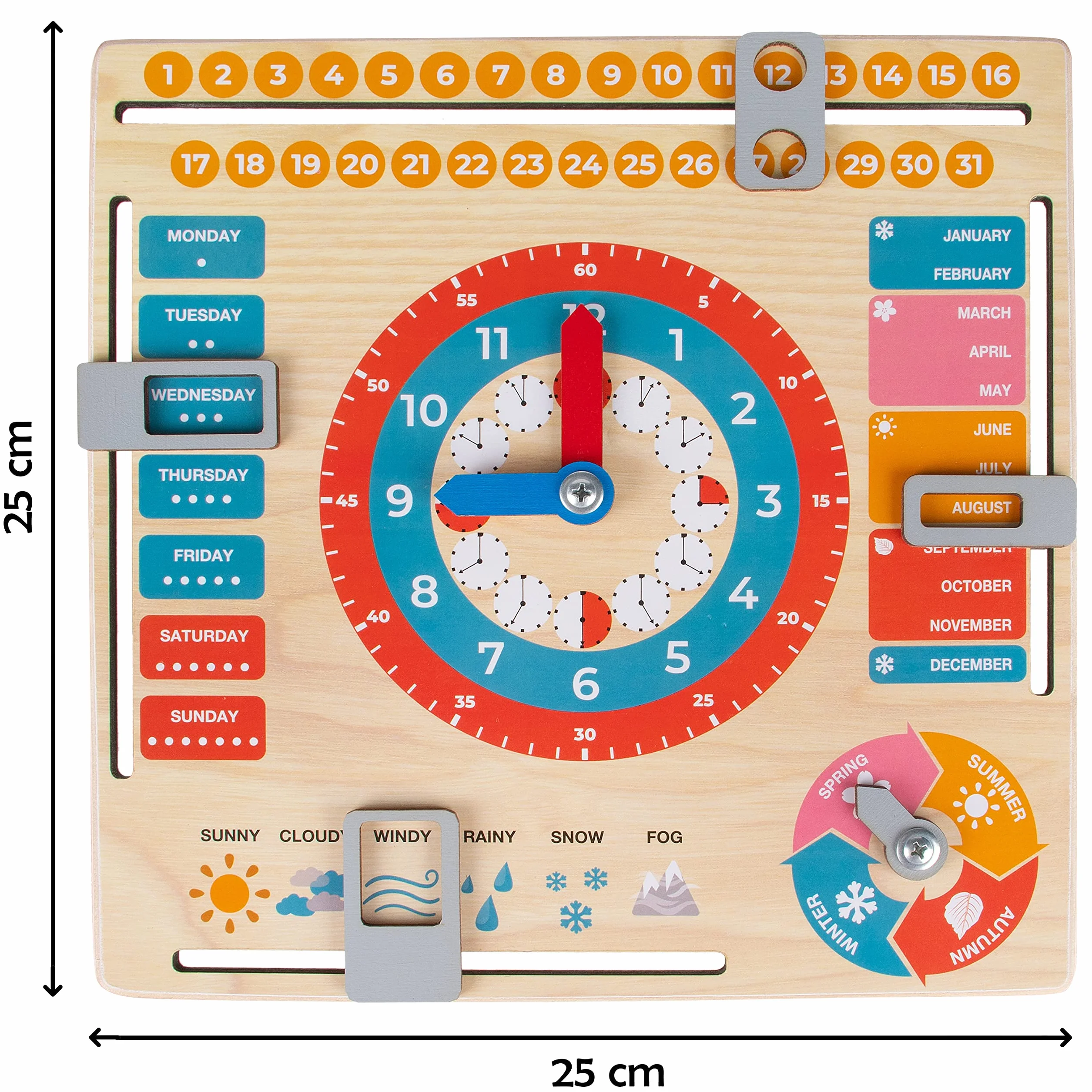 Jeux Educatif en Anglais Calendrier en Bois Montessori pour Enfants