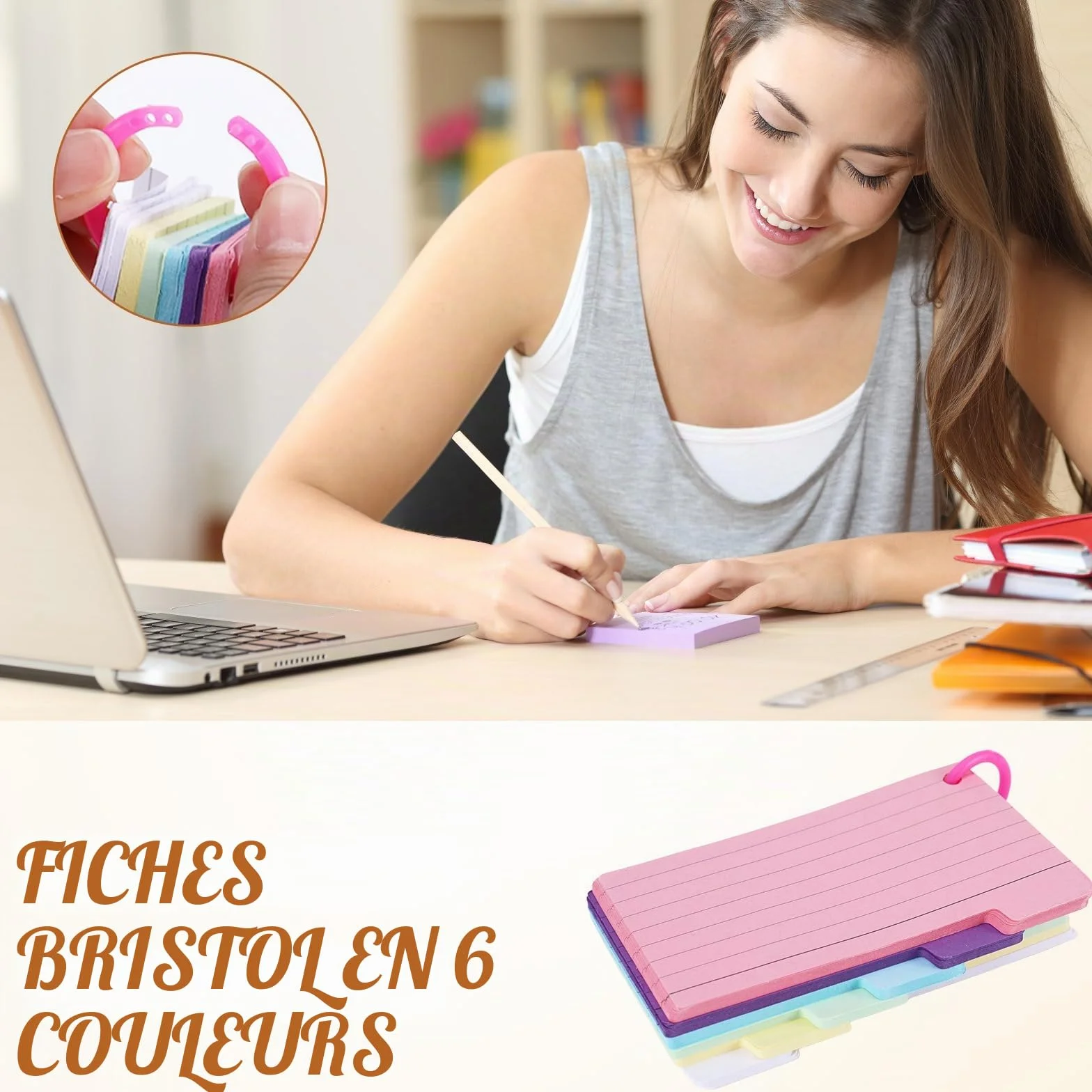 Boîte à Recettes en Bois 10,5x15 cm avec 150 Cartes, Organisateur de Cartes de Notes
