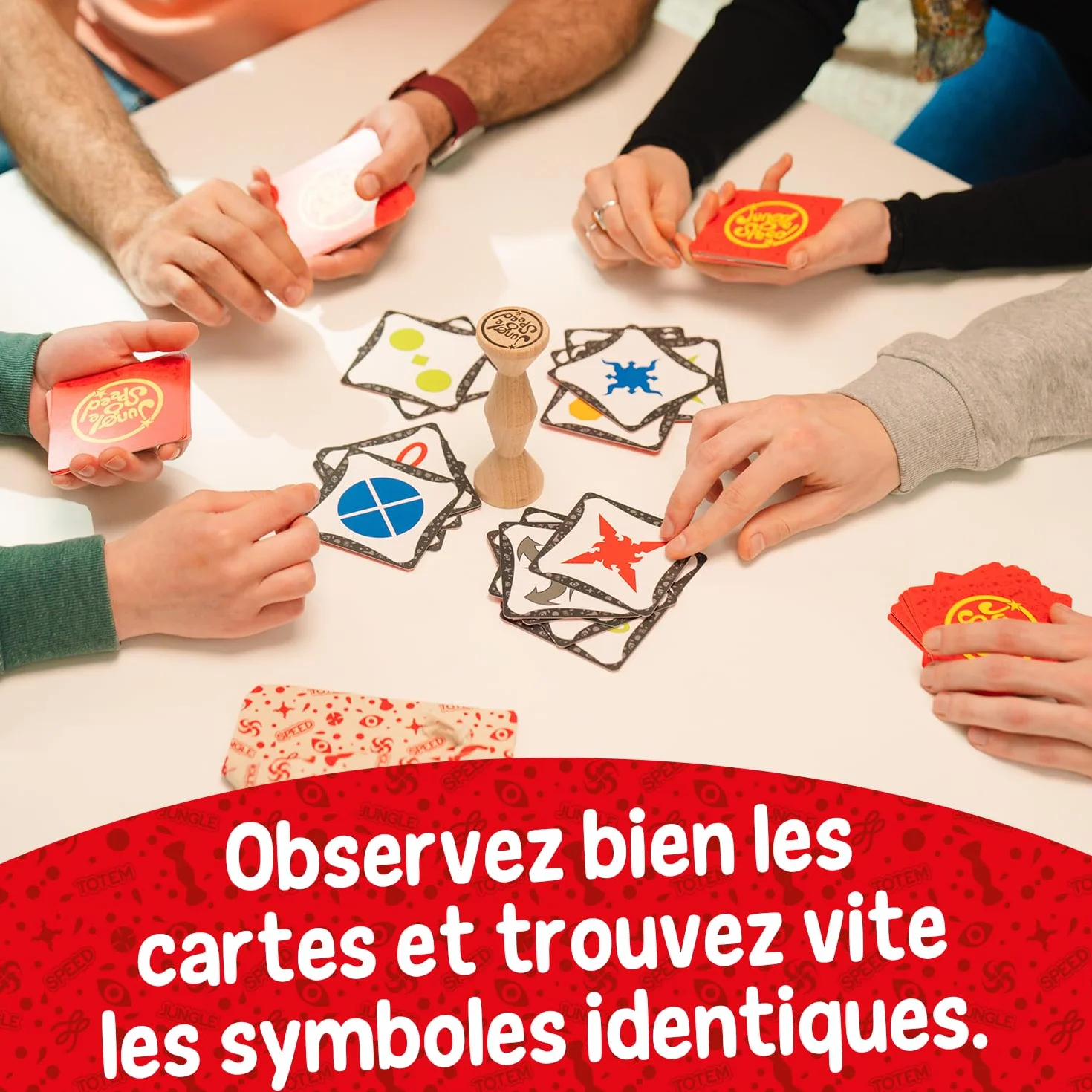 Asmodee Jungle Speed Classique Jeu de Rapidité Enfants 7 Ans 2-10 Joueurs Version Bois Eco-Responsable