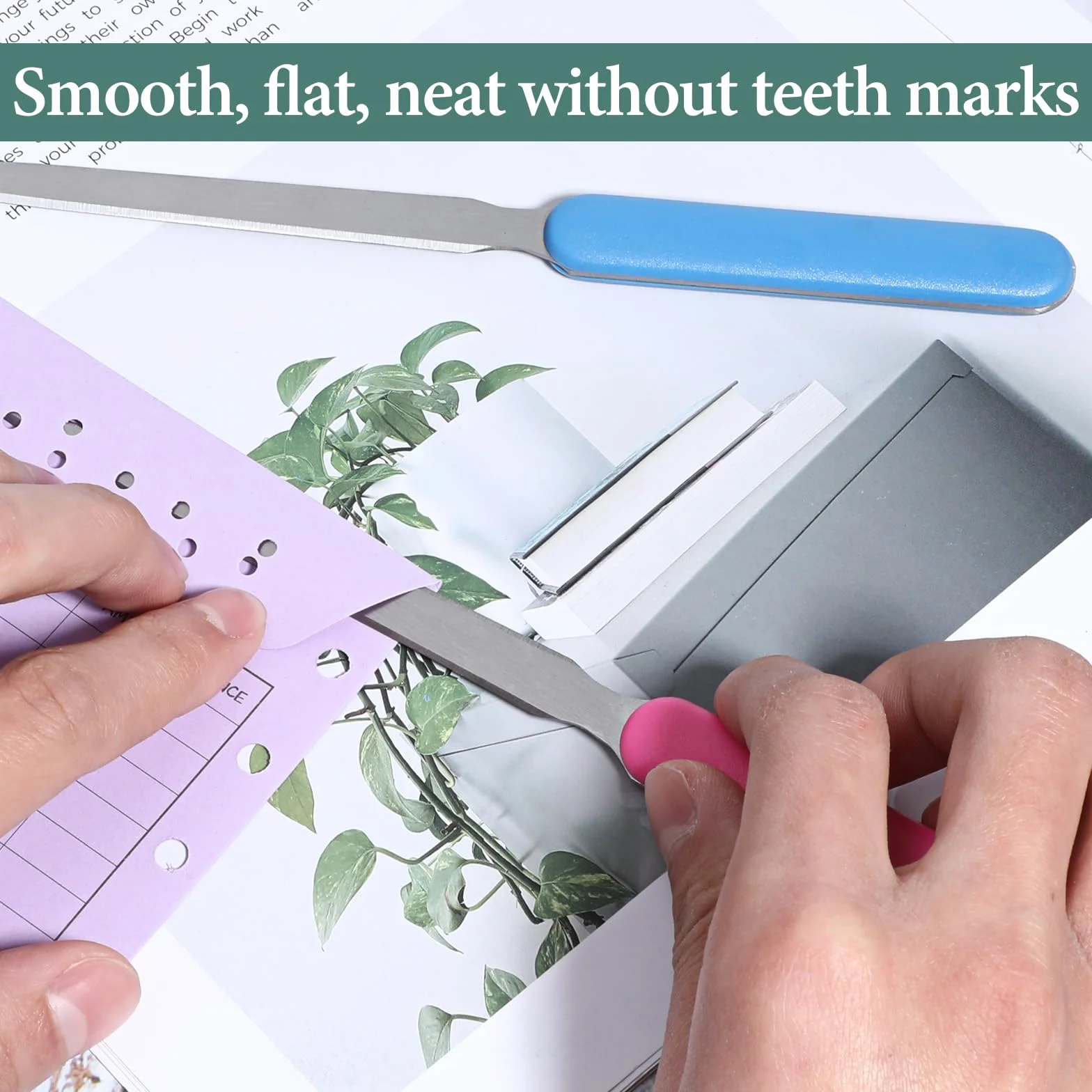 Ouvre-lettres en acier inoxydable lot de 2 rose bleue pour bureau