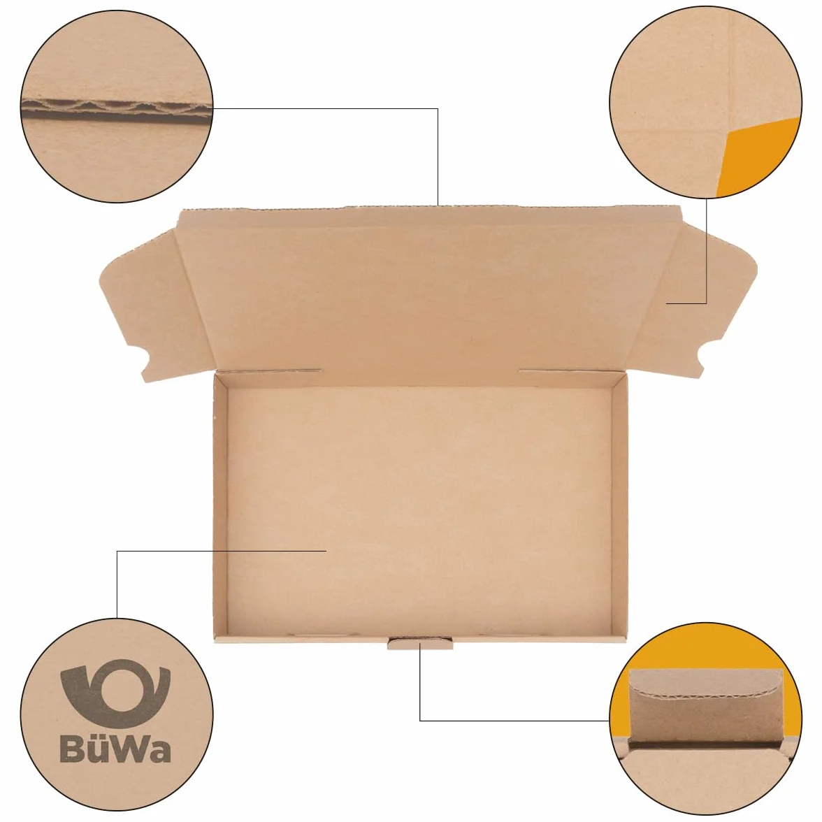 Boîtes d'expédition extra-plats 350 x 250 x 50 mm brun carton pliant simple cannelure MB-5