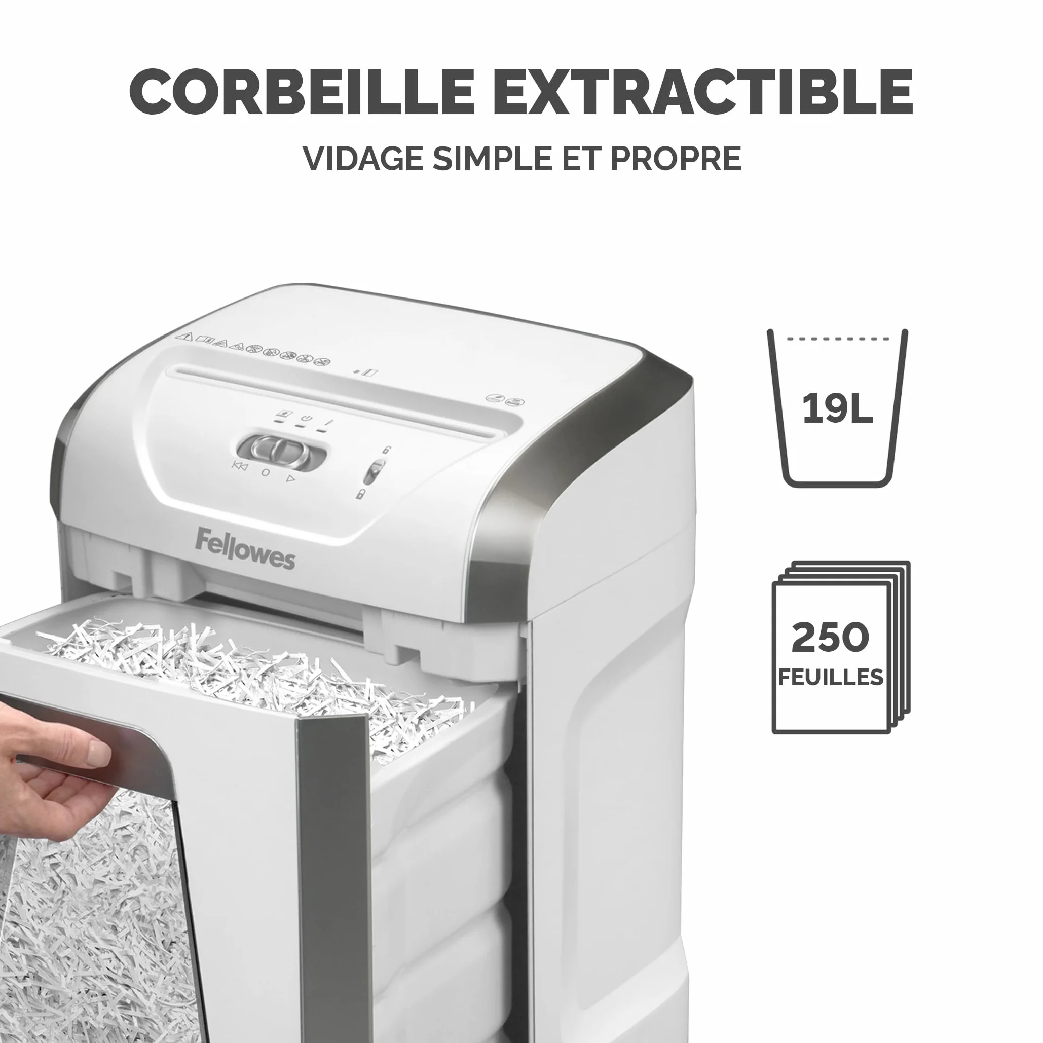 Fellowes Powershred FS-12C Destructeur de Documents Coupe Croisée 12 Feuilles Corbeille 19L Sécurité DIN P4