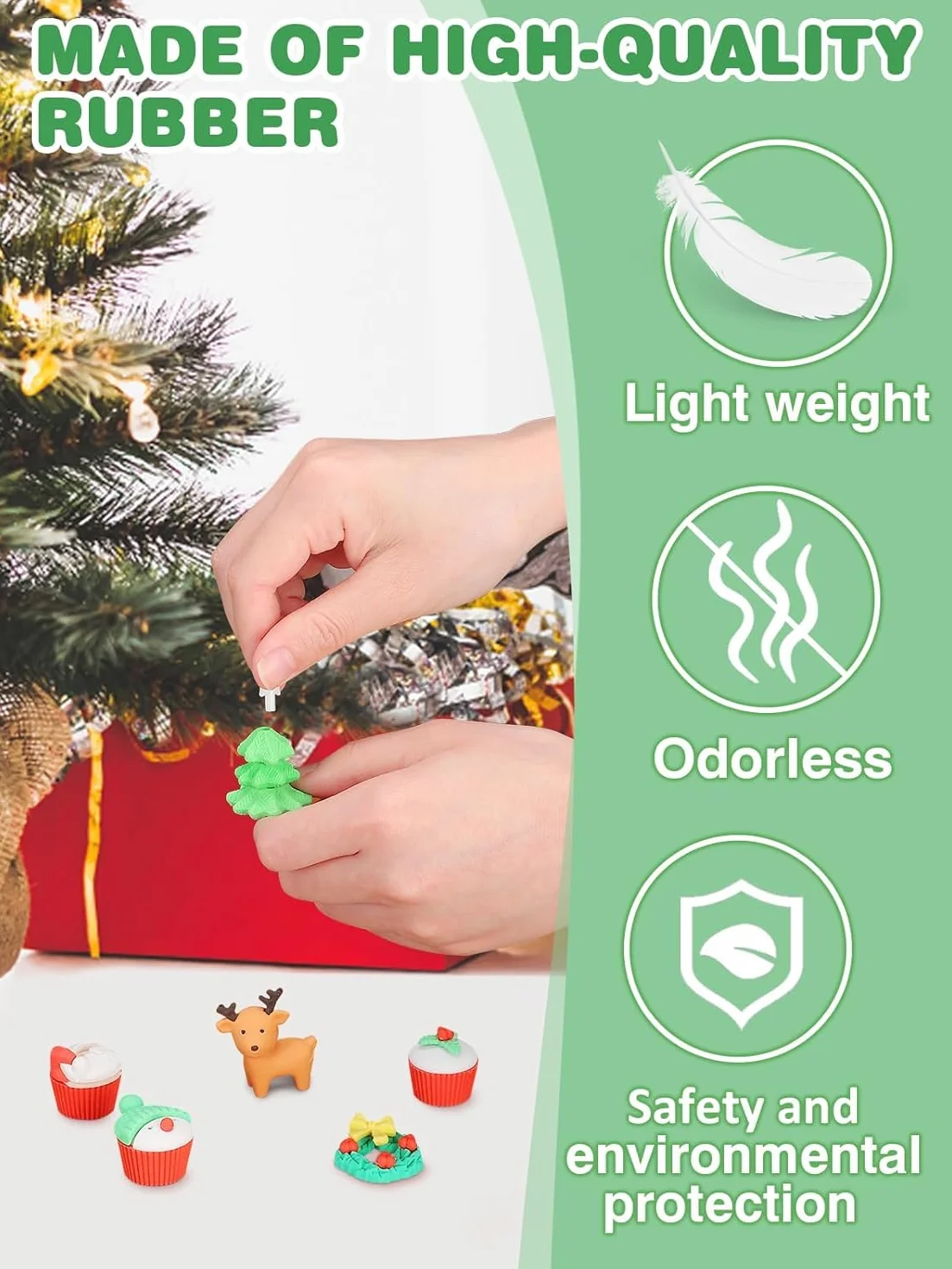 Gommes de Noël 3D 60 Pièces Puzzle à Assembler Père Noël Renne Bonhomme de Neige Sapin de Noël