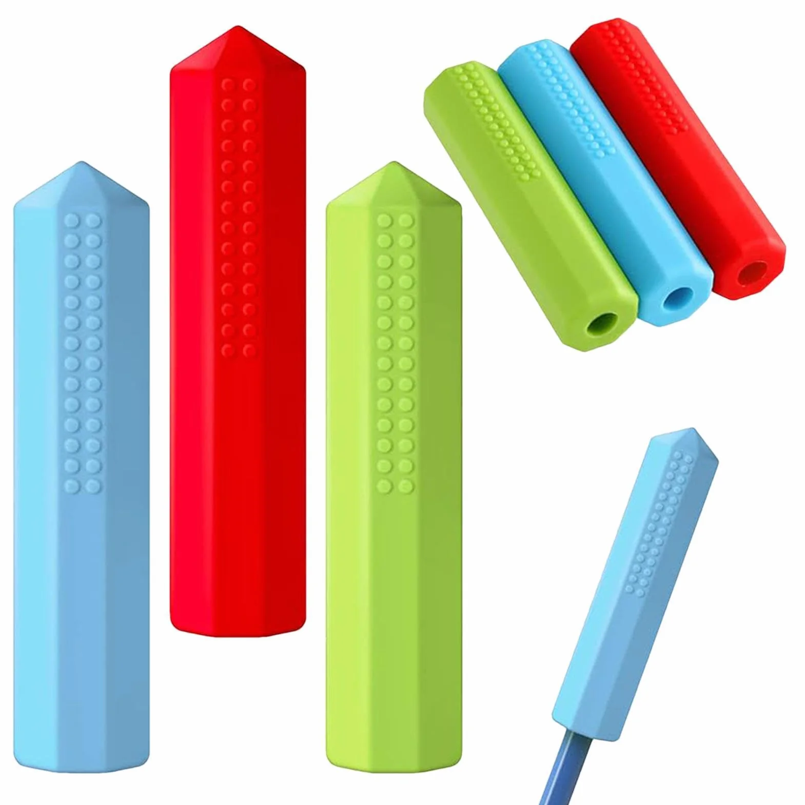 Crayons sensoriels à mâcher - Tubes lestés en silicone pour TDAH - Lot de 3, outil apaisant pour école