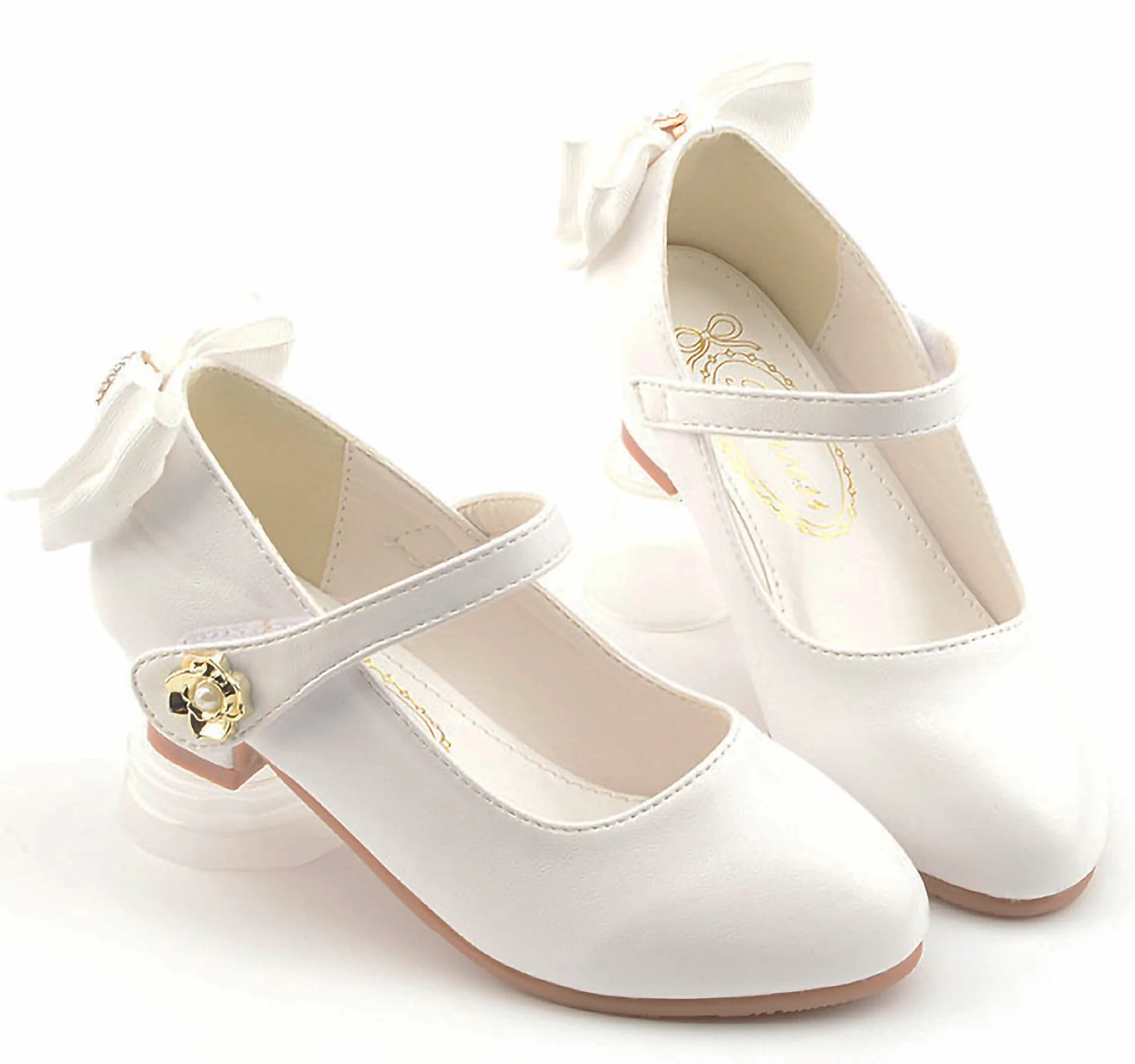 Sandales à Talon Haut Polyuréthane Souple Princesse Noeud Cristal Perle Scratch Chaussures Couleur Unie Tenue de Soirée, Blanc, 35