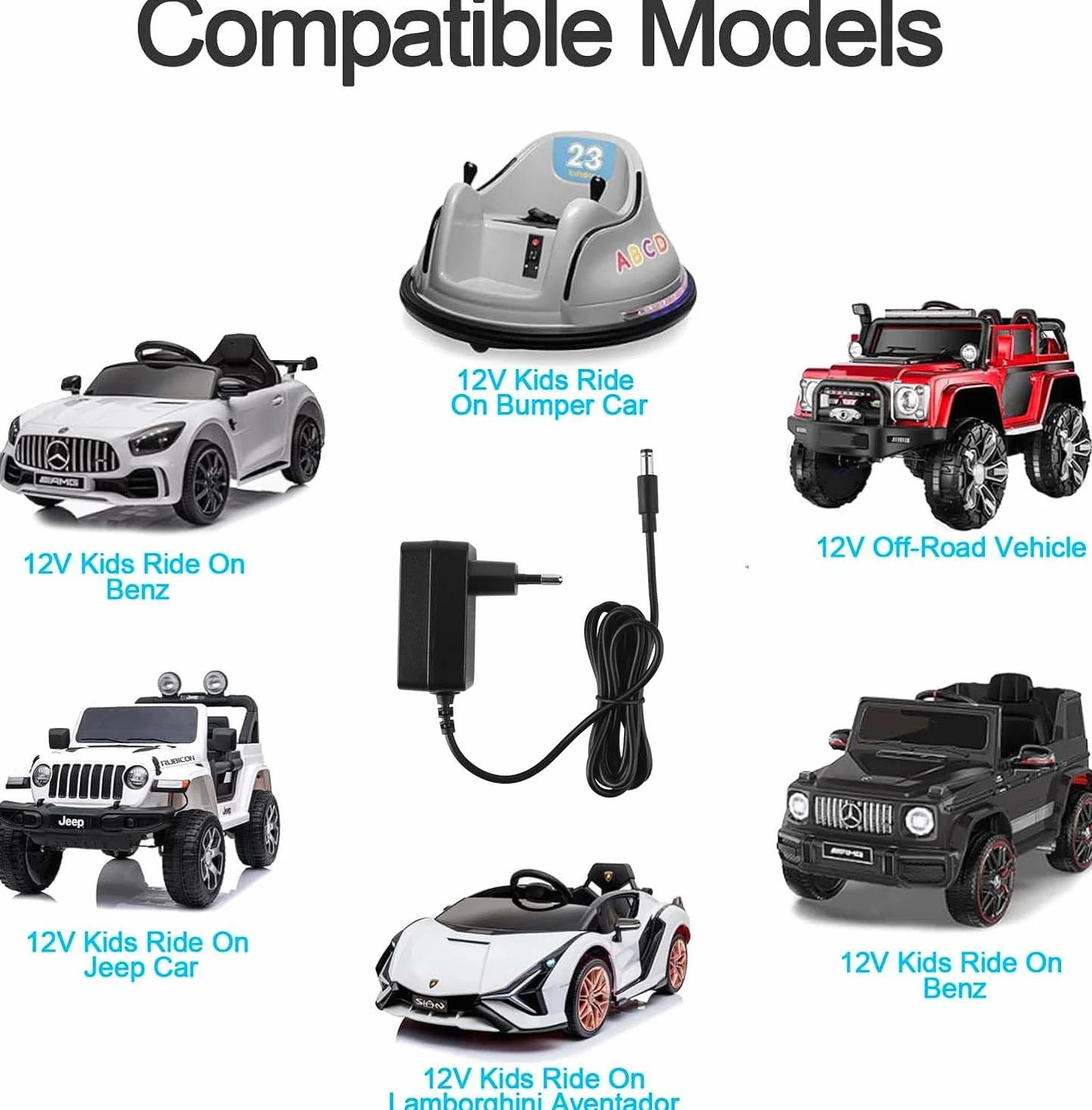 Chargeur 12V 1A pour Voiture électrique d'enfant Connecteur 5,5 mm x 2,1 mm