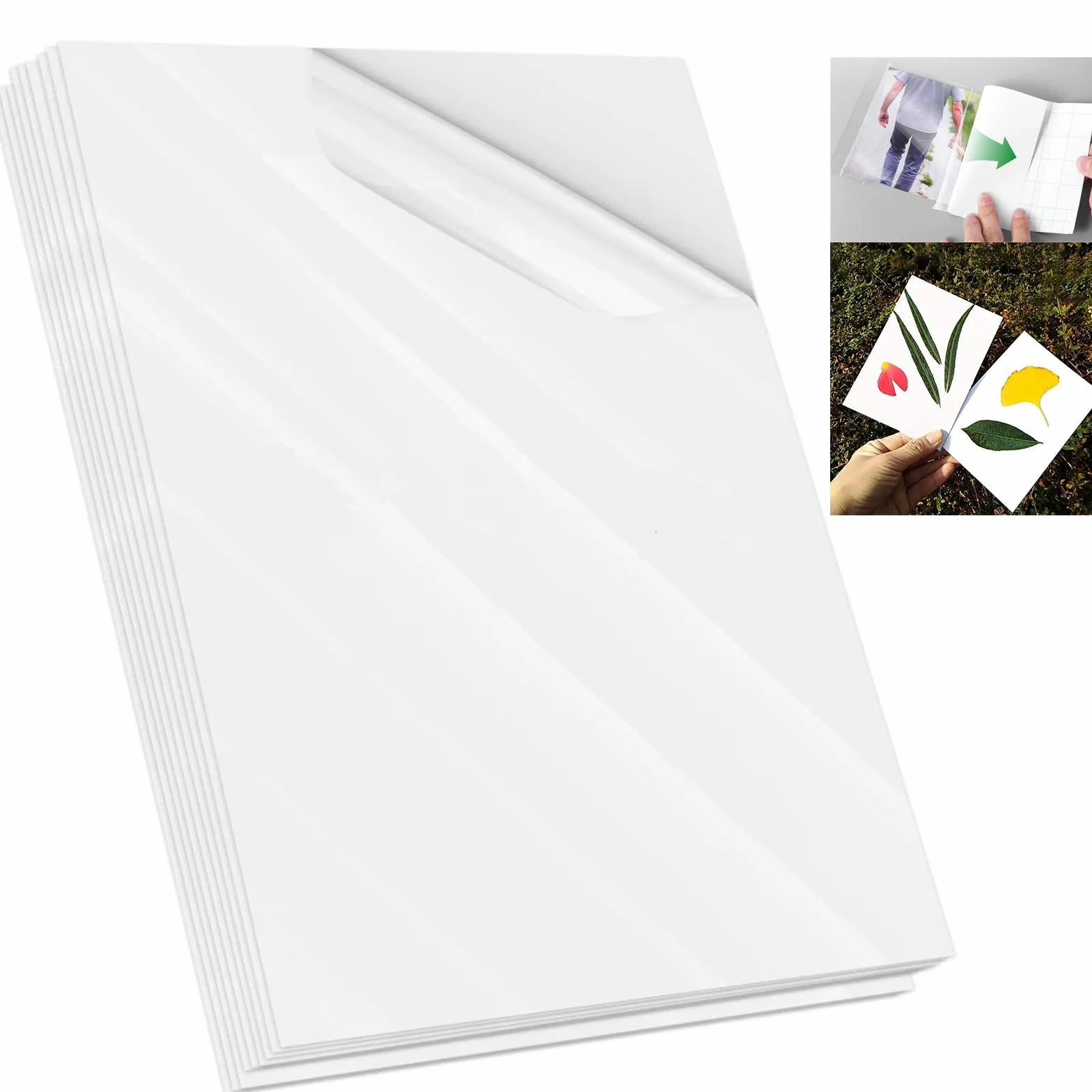 Films de Plastification A4 25 Pièces, Feuilles Plastique Autocollantes et Imperméables, Pochettes Transparentes Brillantes