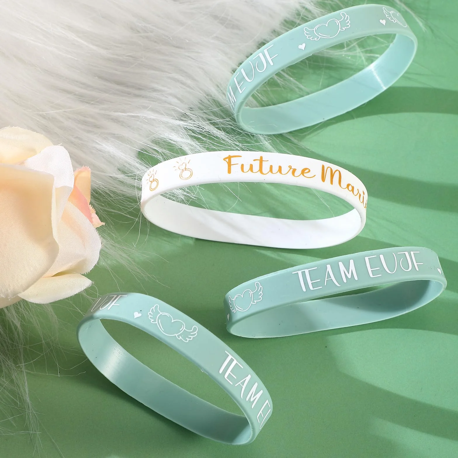 Accessoires de Mariage pour Future Mariée 21 Cadeaux EVJF avec Écharpe, Badges et Bracelets en Silicone