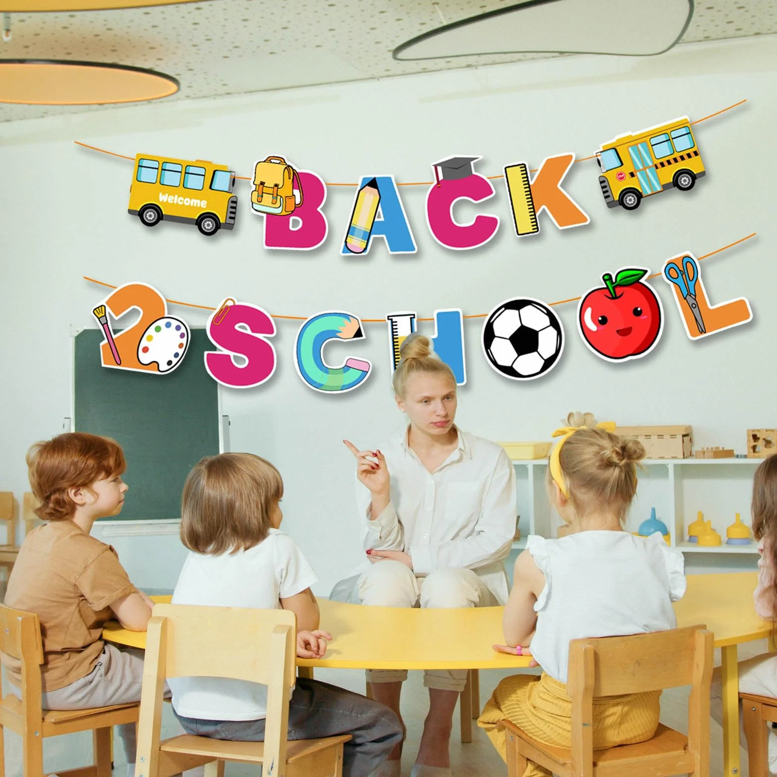 Guirlande de bienvenue pour la rentrée scolaire, décoration de salle de classe