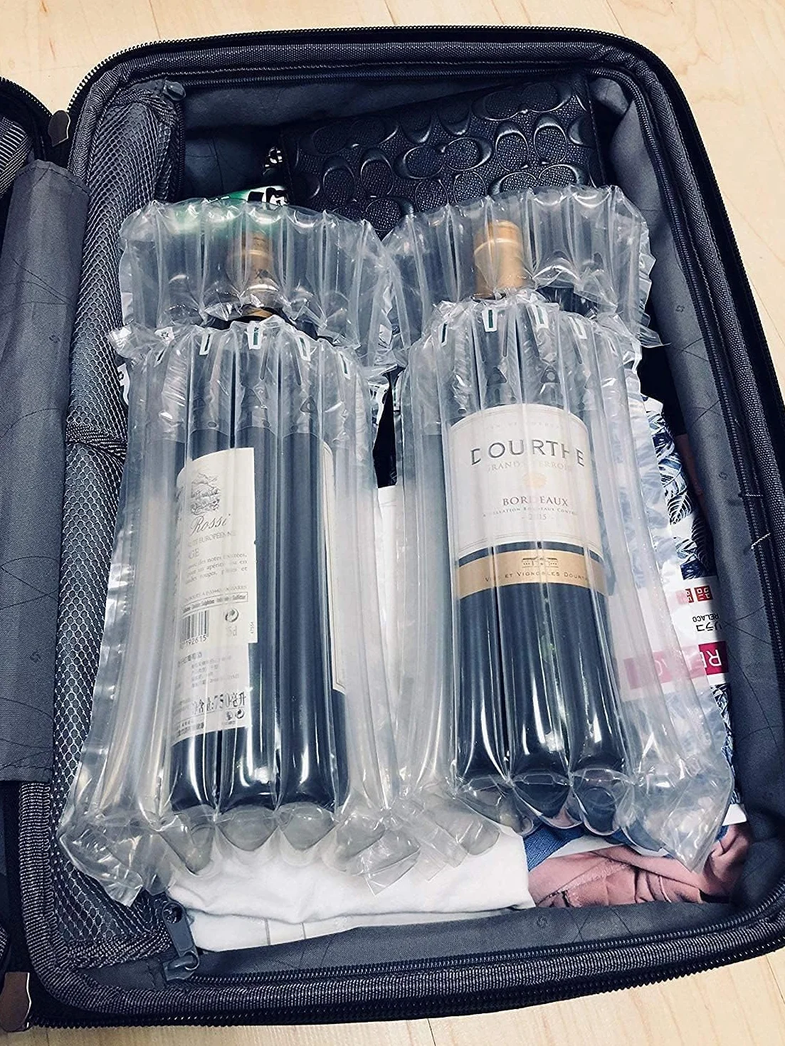 Lot de 10 protections pour bouteilles de vin et sacs gonflables avec pompe à air