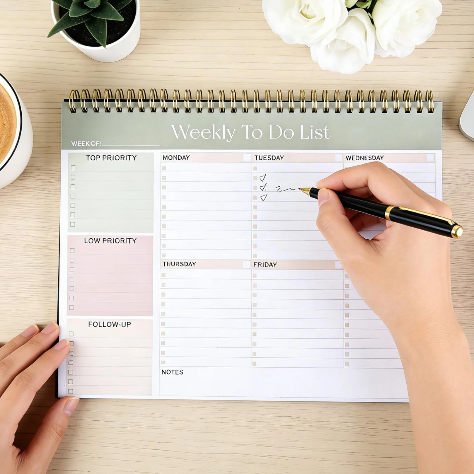 Cahier To Do List Bloc Notes, Bloc Planificateur Hebdomadaire 52 Feuilles, 28 x 21,5 cm