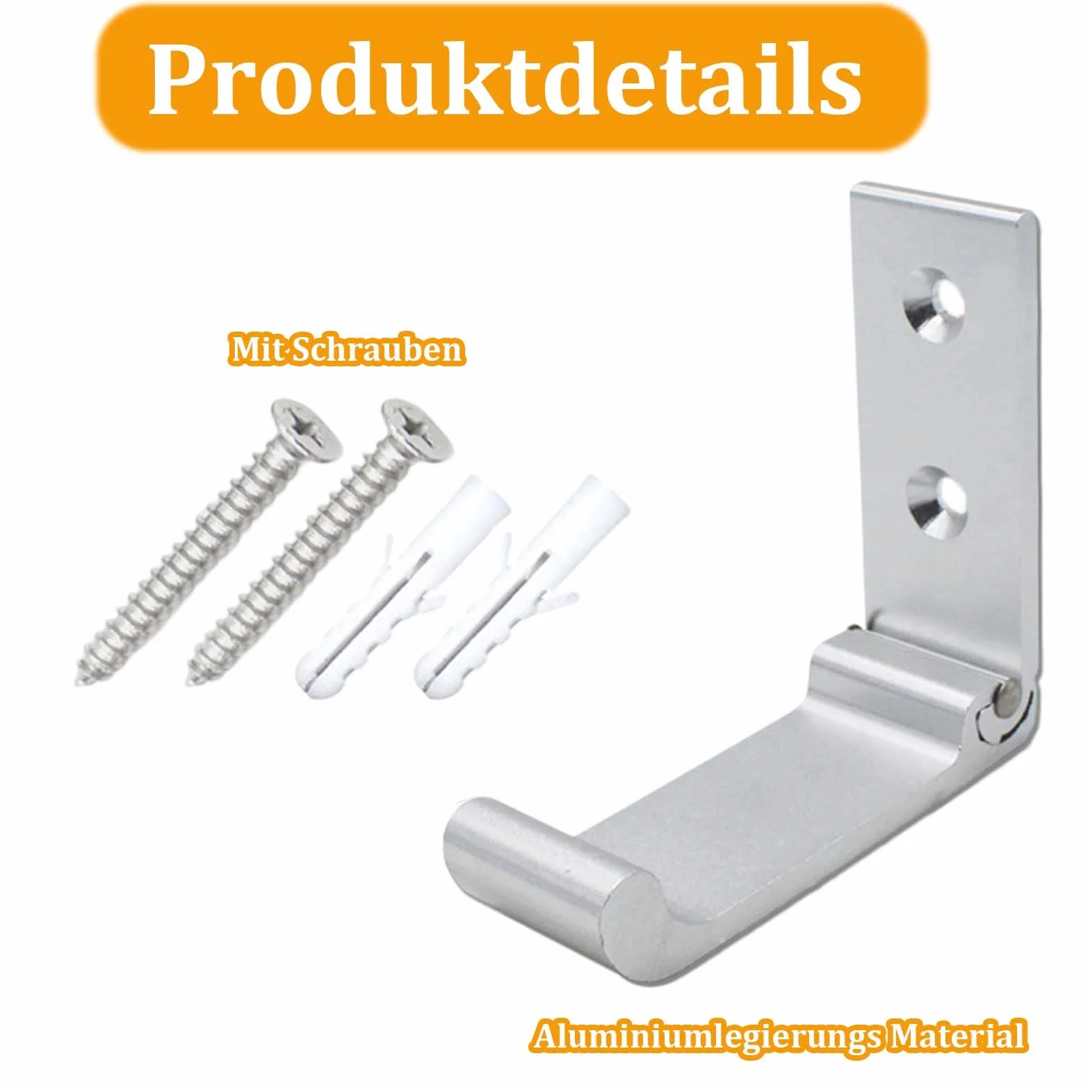 Crochets muraux pliables en alliage d'aluminium 90° Lot de 2 argenté