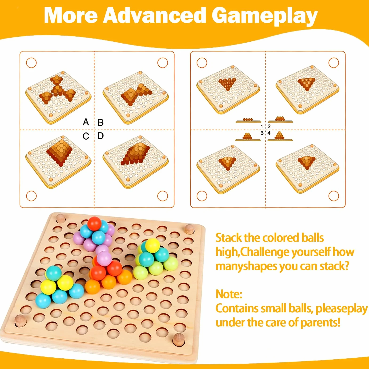 Jeu de Perles à Clip Rainbow Beads Montessori en Bois Jeux Éducatifs Motricité Fine 3 Ans