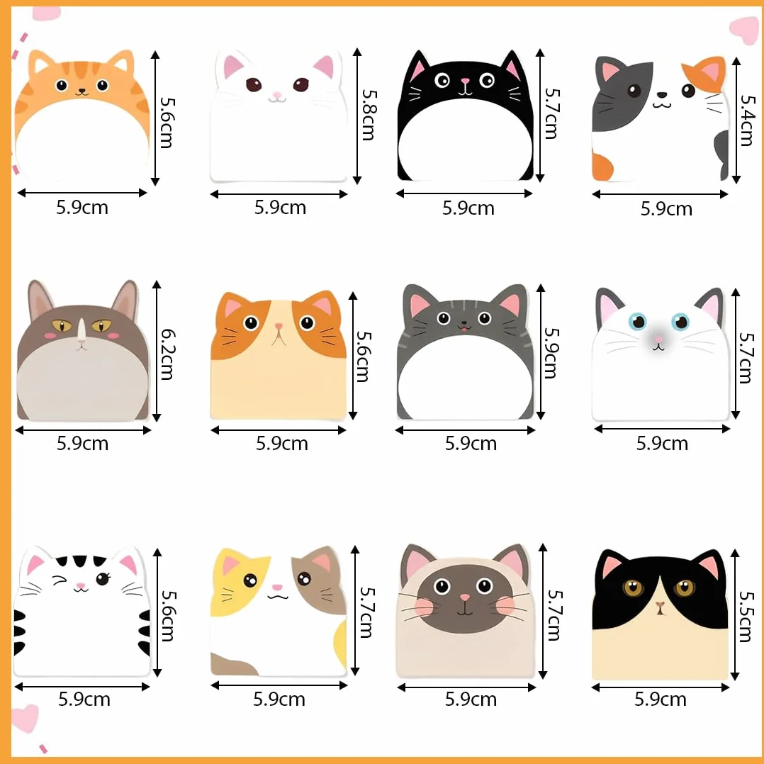 Blocs Feuillets Autocollants 720 Feuillets 24 Pcs Chats Notes Autocollante pour Mémos Messages Rappele