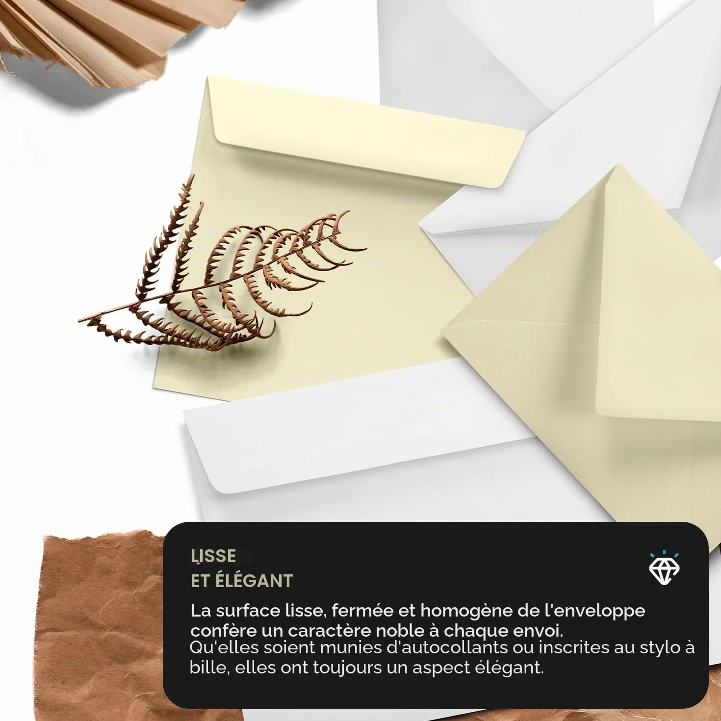 Aster Smooth Ivory enveloppes C6 114 x 162 mm 120g Netuno 50