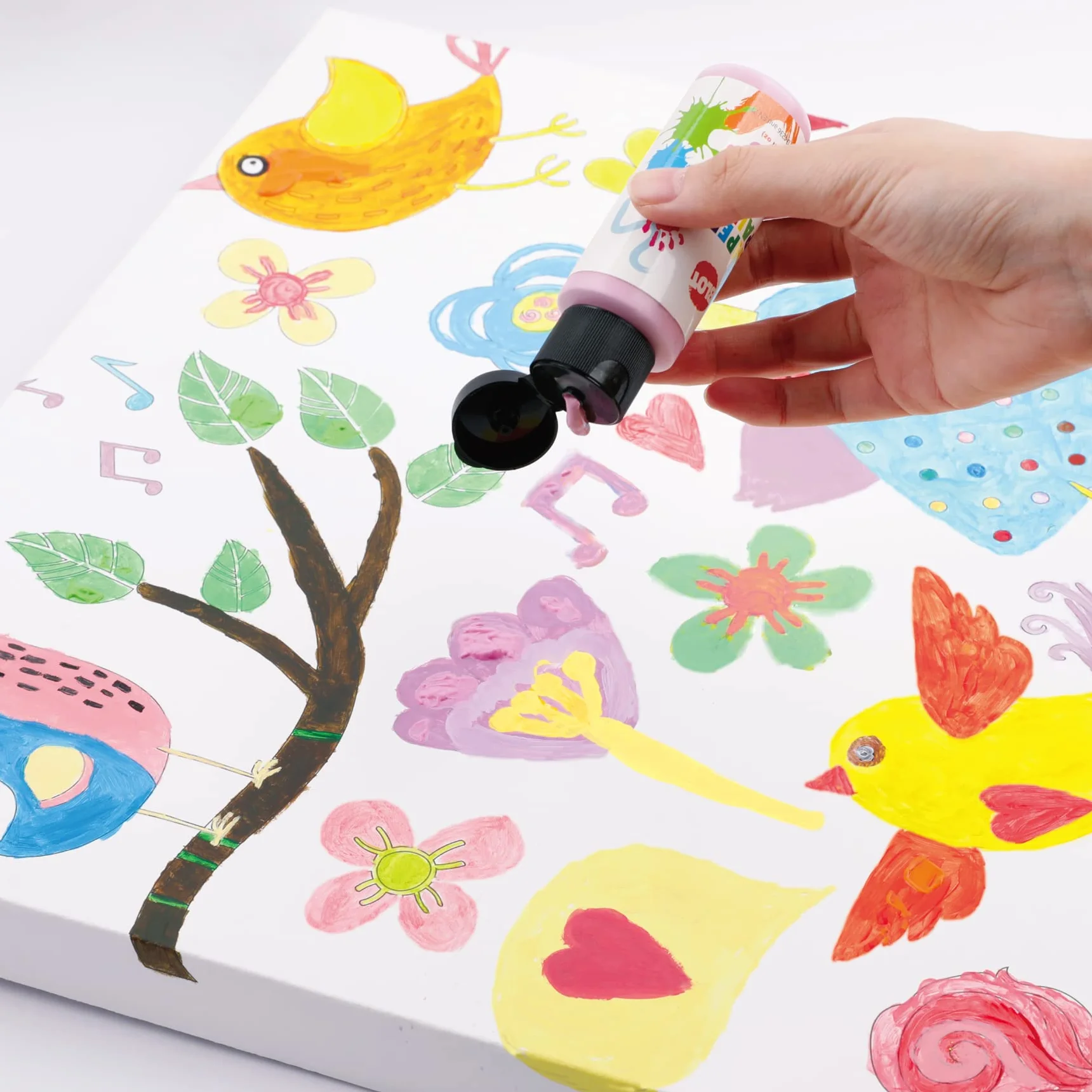 BLOT Tempera Peinture Enfants 18 Couleurs Peinture Doigt Lavable Non Toxique avec Pinceaux