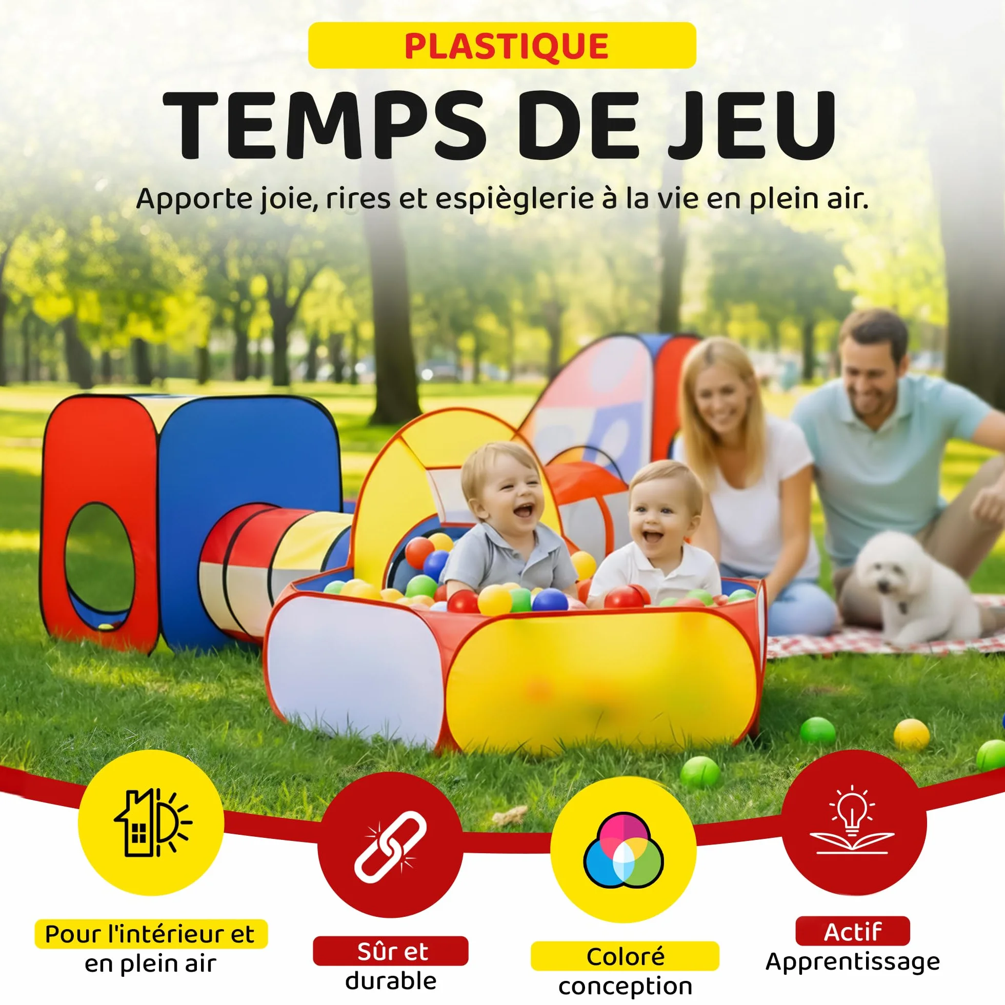 Tente de Jeu avec Tunnel Piscine à balles XXL Terrain de Jeu Pop-up 5 Parties
