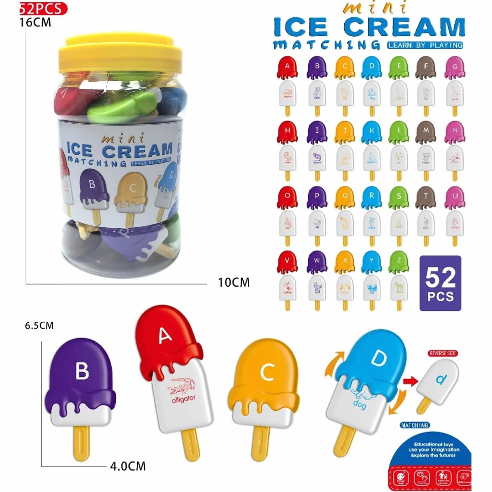 Jeux de correspondance de lettres maternelle alphabet | Ensemble bâtons glace assortis lettres | Jouet apprentissage lettres reconnaissance