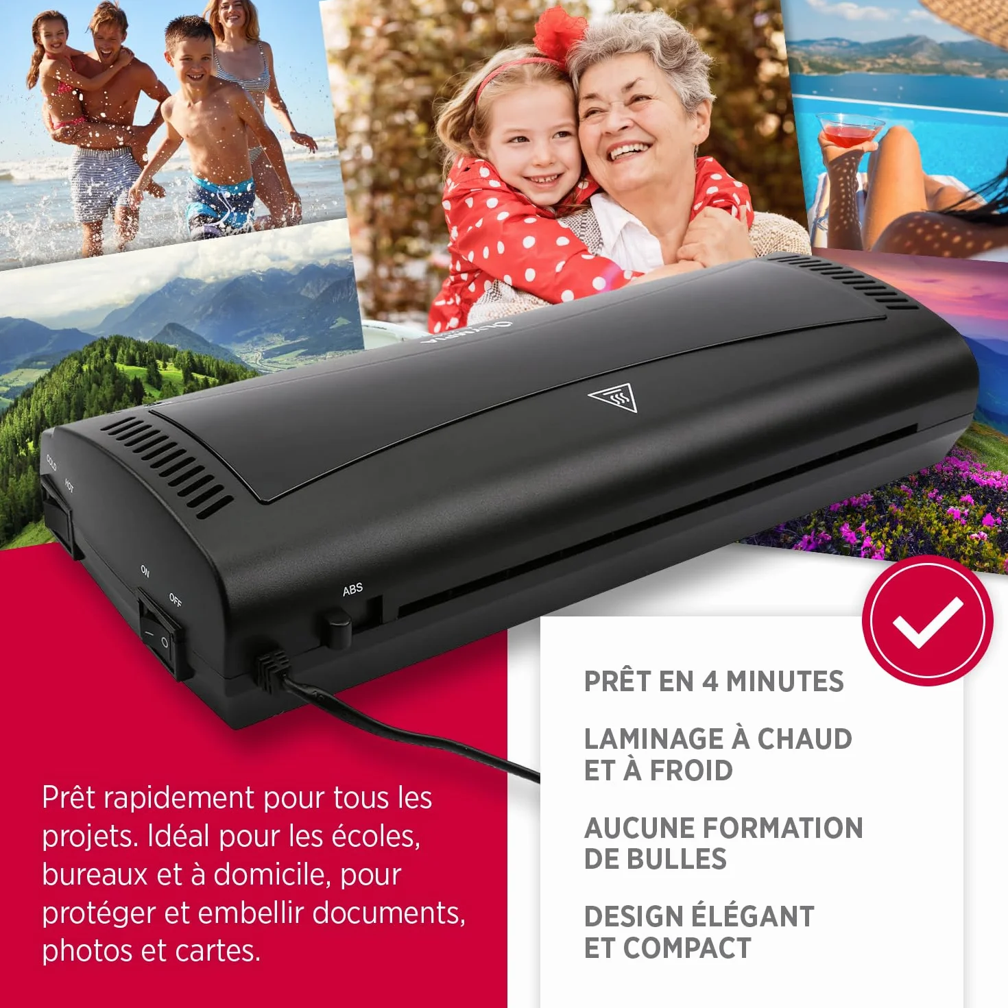 Olympia Plastifieuse A4 4 en 1 avec arrondisseur d'angle, coupe-papier et films de plastification