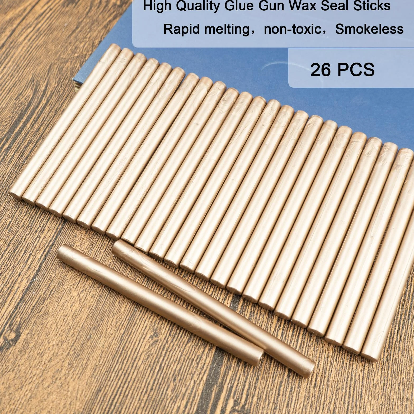 Bâton de cire 26 PCS mini pistolet à colle d'étanchéité pour tampons de cire, cacheter mariage cartes enveloppes Champagne Gold