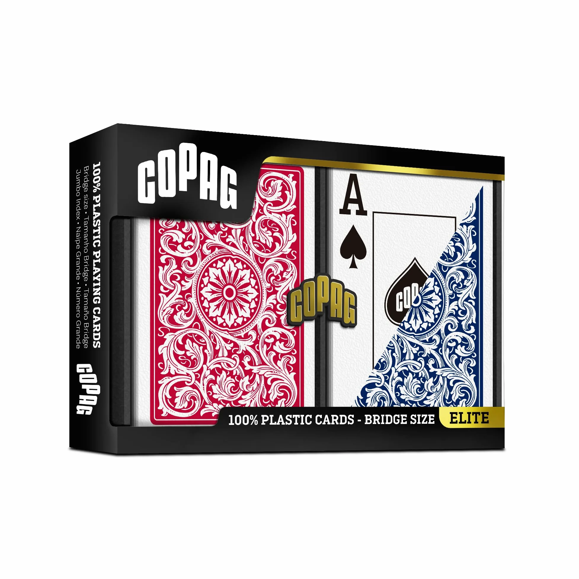 Copag 1546 Design Lot de 6 jeux de cartes 100 % plastique Rouge/bleu