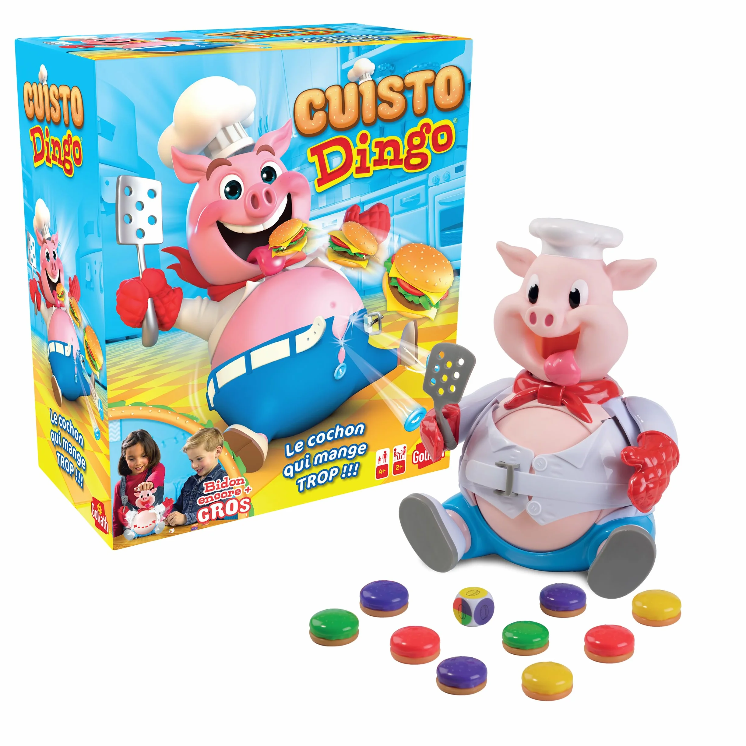 Goliath CUISTO DINGO Jeu de Société Enfants 4 Ans Nourris le Cochon 2-4 Joueurs Français