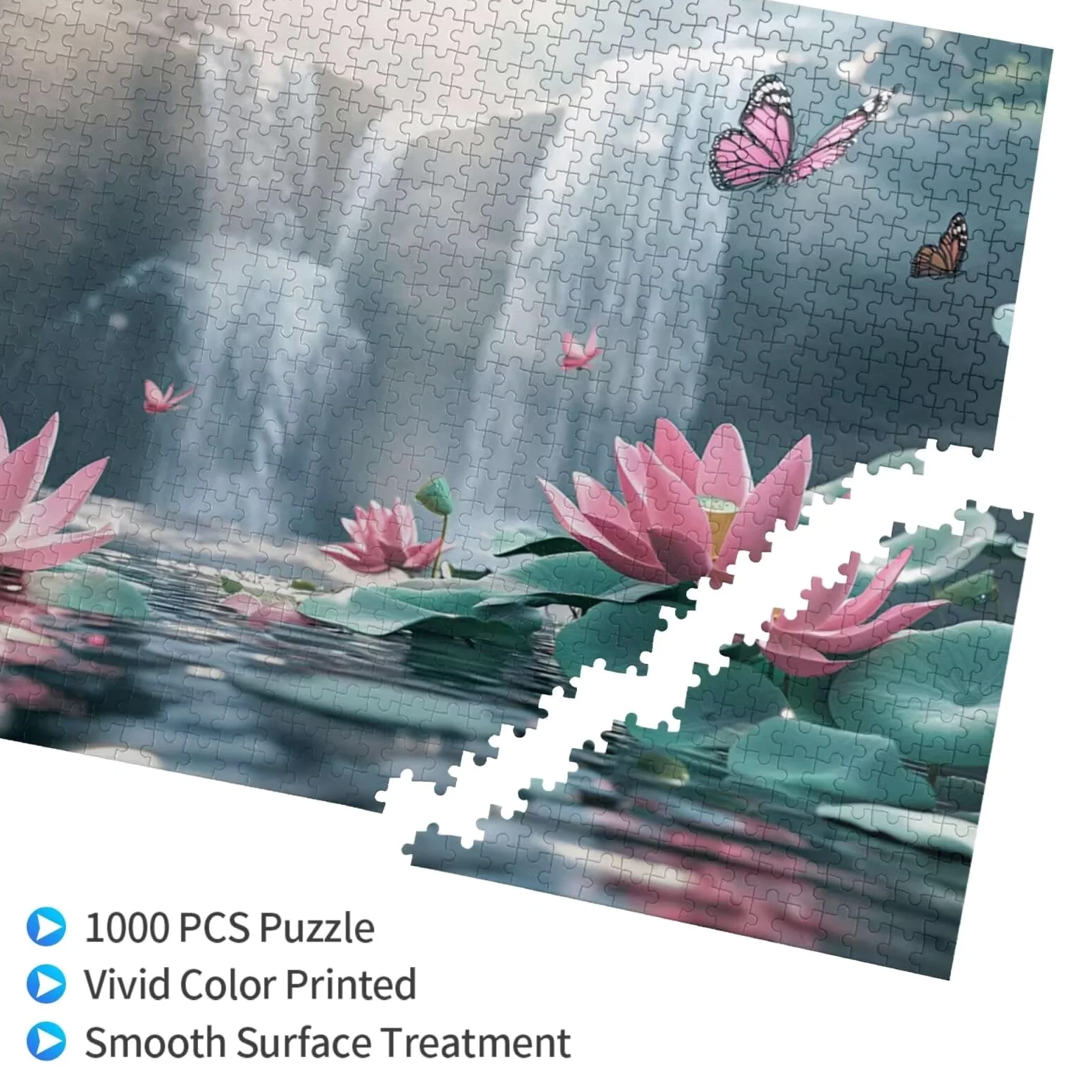 Puzzle 1000 Pieces Papillon Puzzle Automne 1000 Pièces Grand Adultes Difficile Jigsaw en Bois avec Boîte Cadeau, DIY Challenge Impossible Créatif Jeu pour Adulte, Decoration Maison 75x50cm E-1880