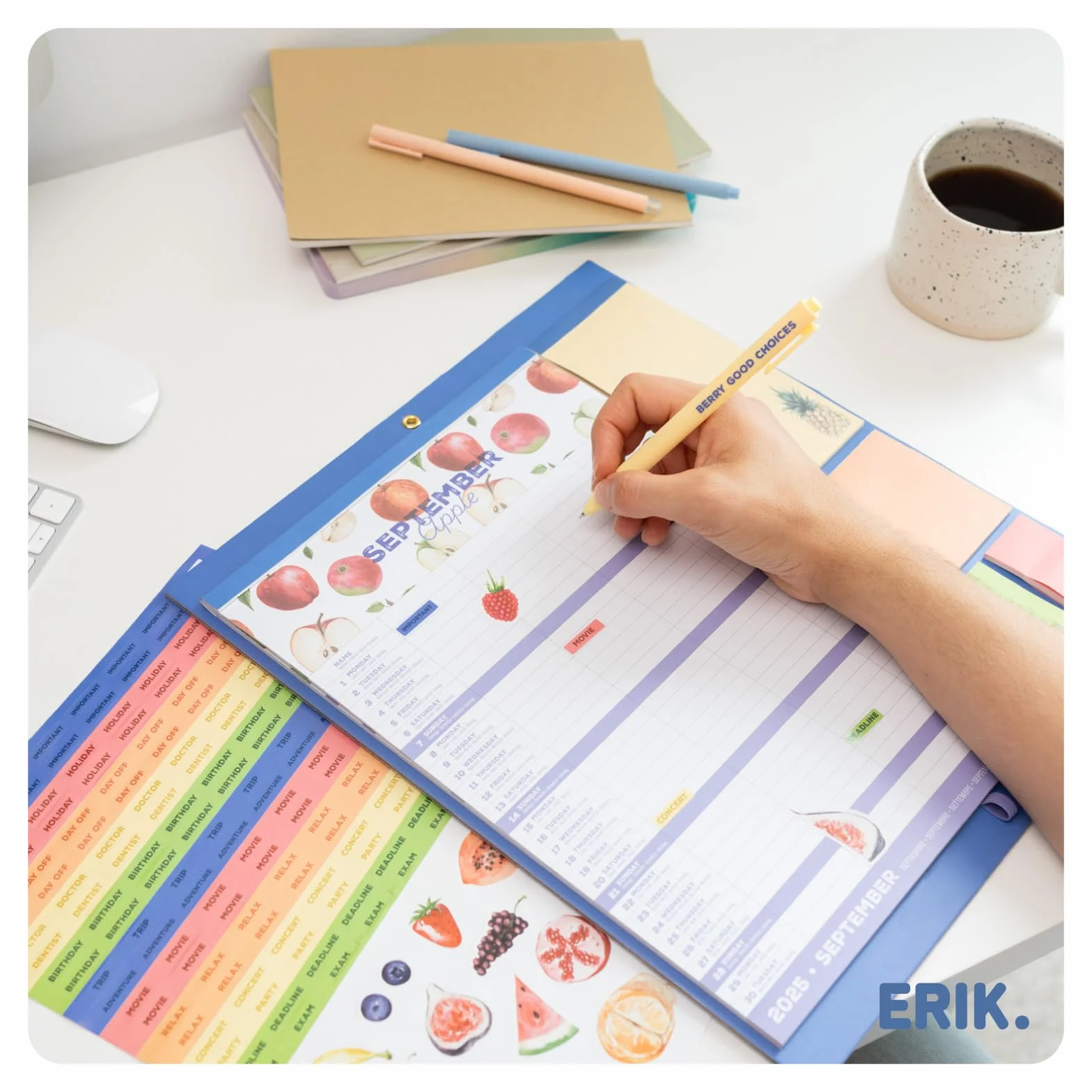 Calendrier Magnétique Frigo Fruits 2025-2026 | Planificateur Mensuel 16 mois Grupo Erik