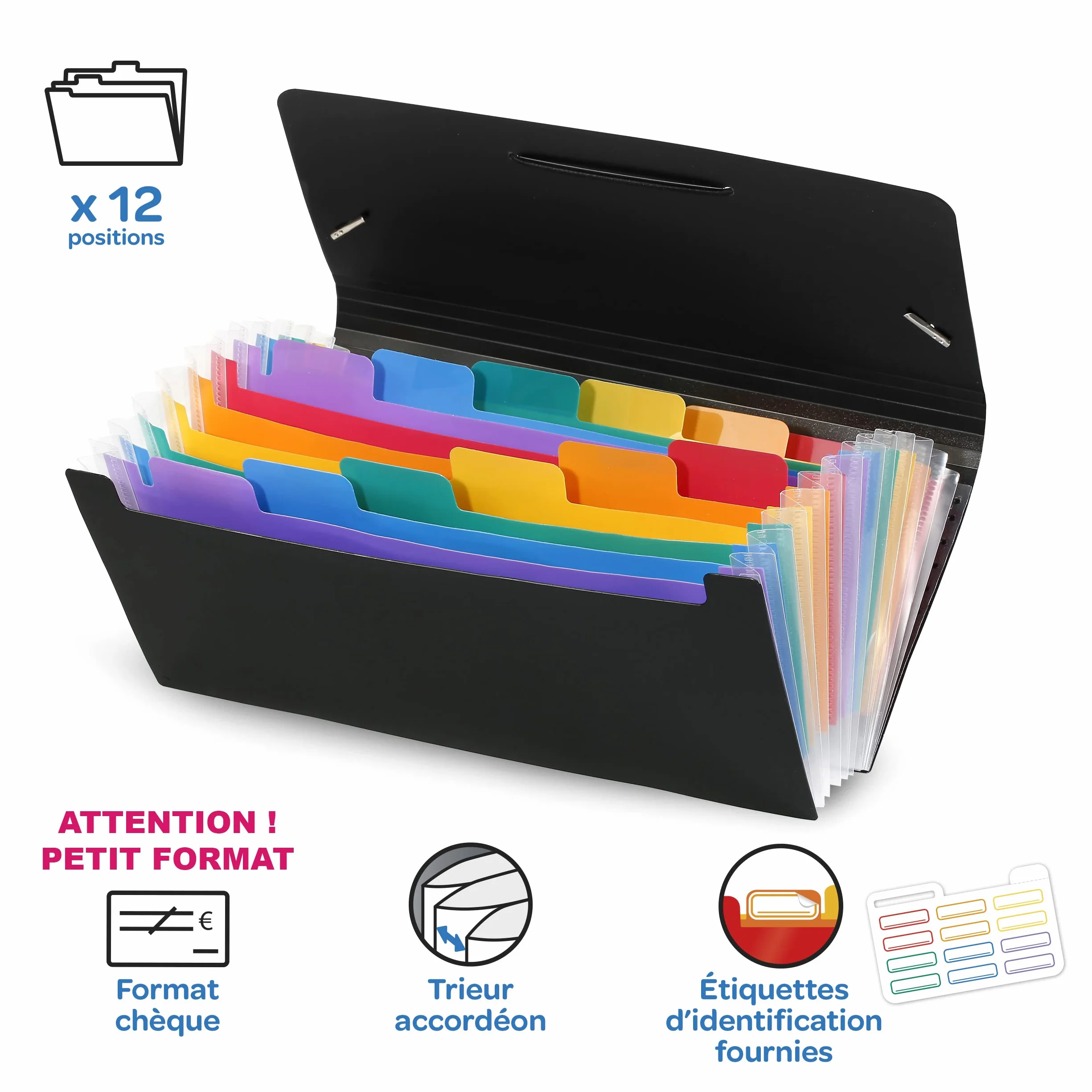 Viquel Rainbow Class Trieur Accordéon de Bureau 12 Positions Organisateur Extensible 26 x 13 cm