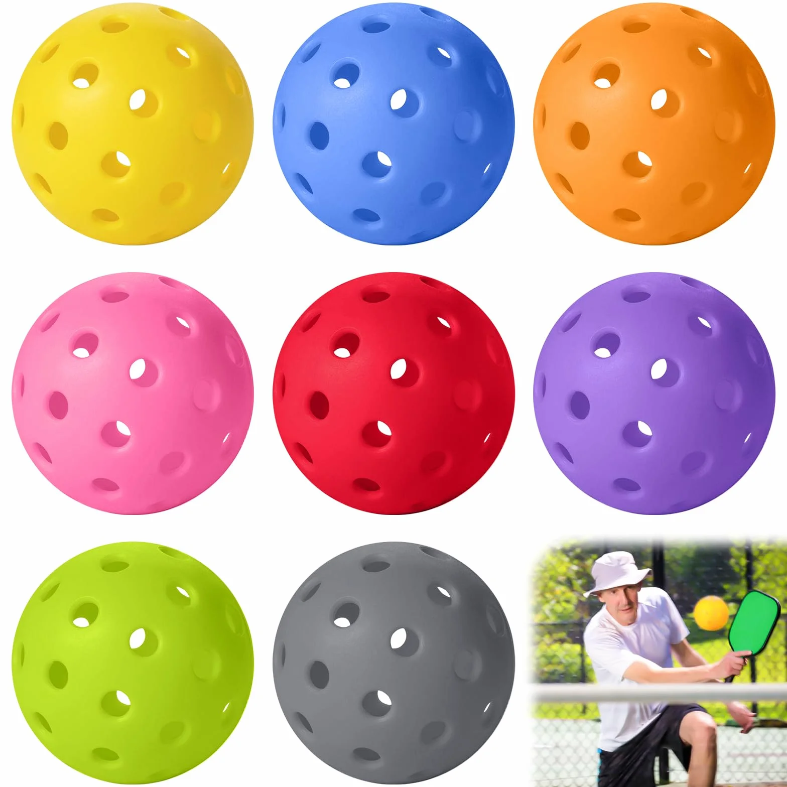 Lot de 8 balles de hockey Floorball & Unihockey + Ballon d'entraînement 40 trous