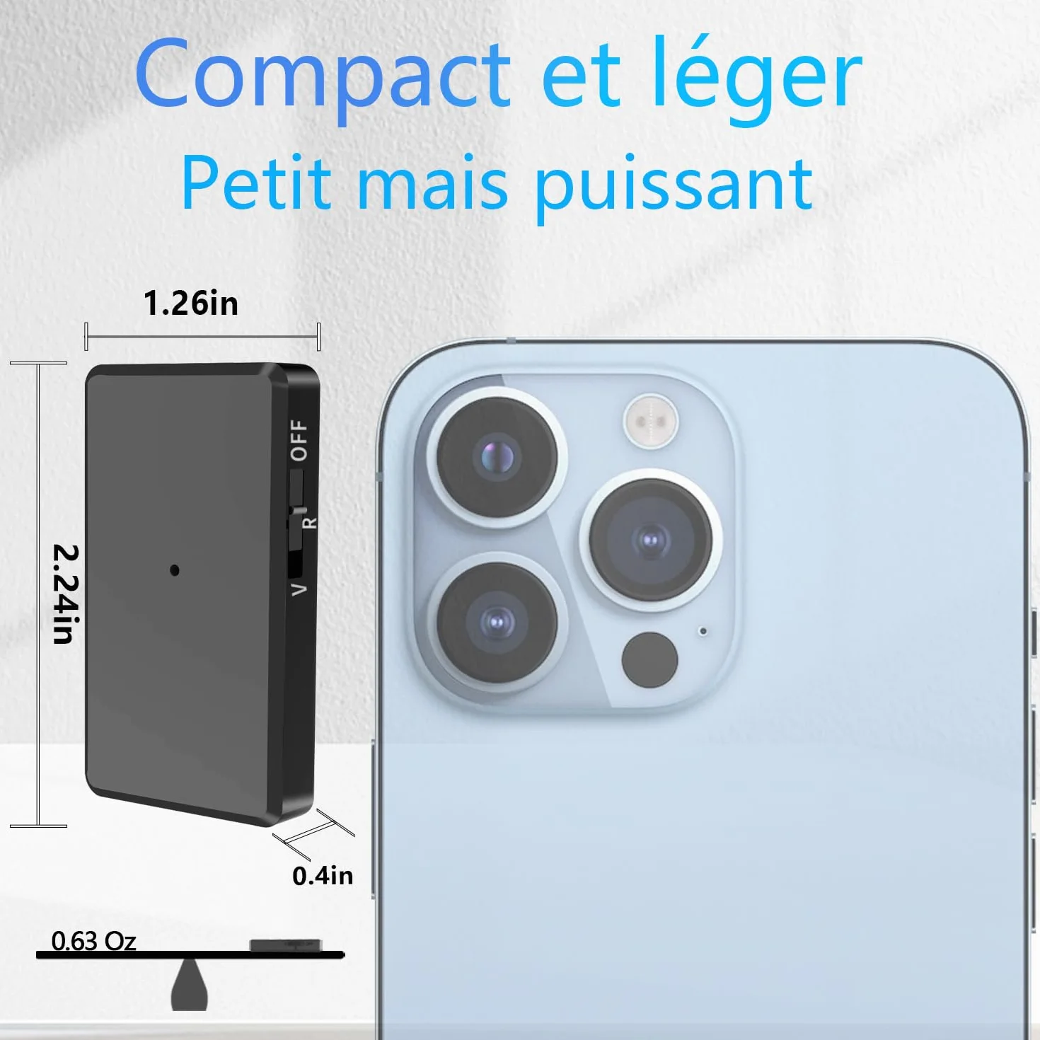 Mini Enregistreur Vocal 64 Go Dictaphone avec Activation Vocale, Écouteurs, Rechargeable USB