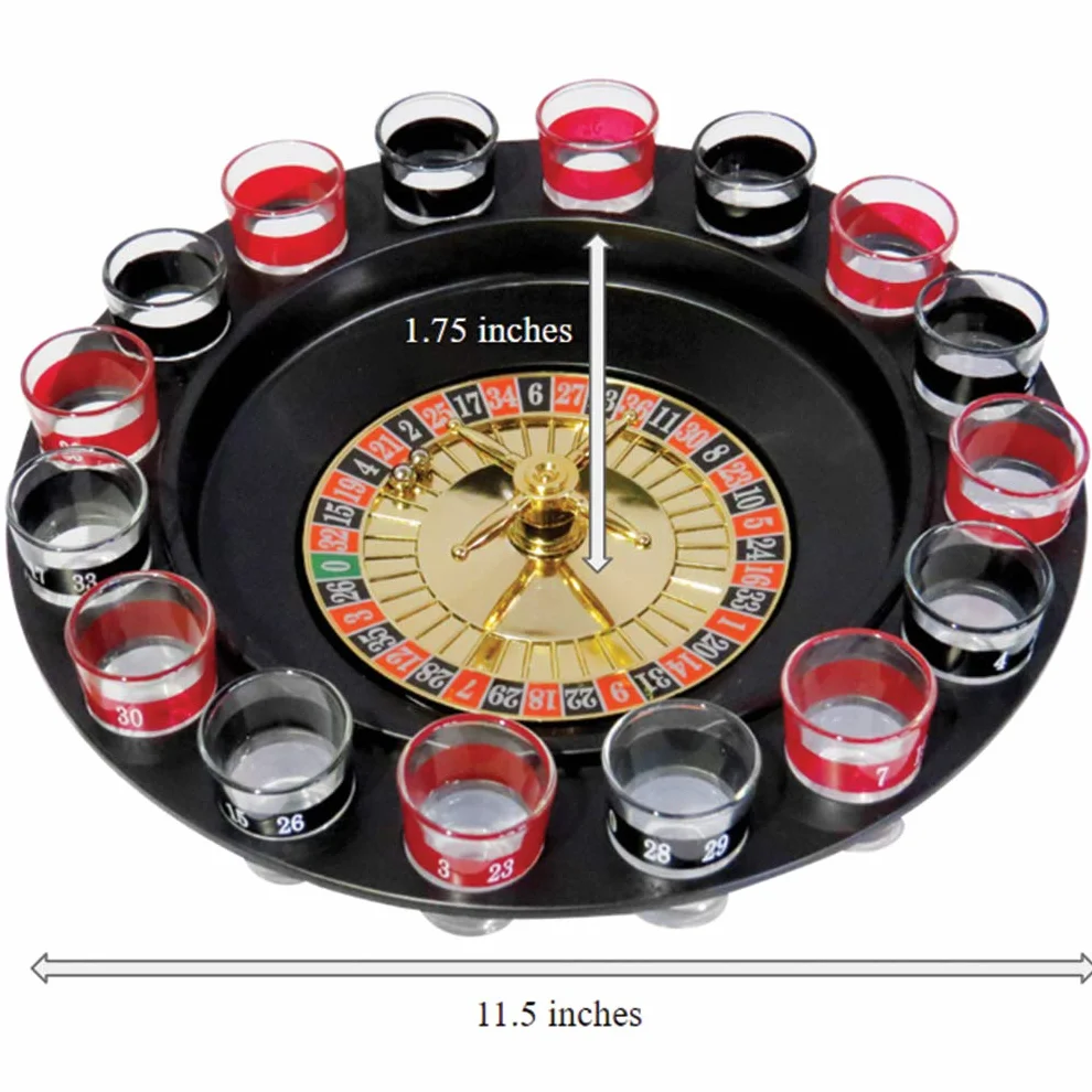 Roulette en Verre avec 2 balles et 16 Verres à Shot Style Casino