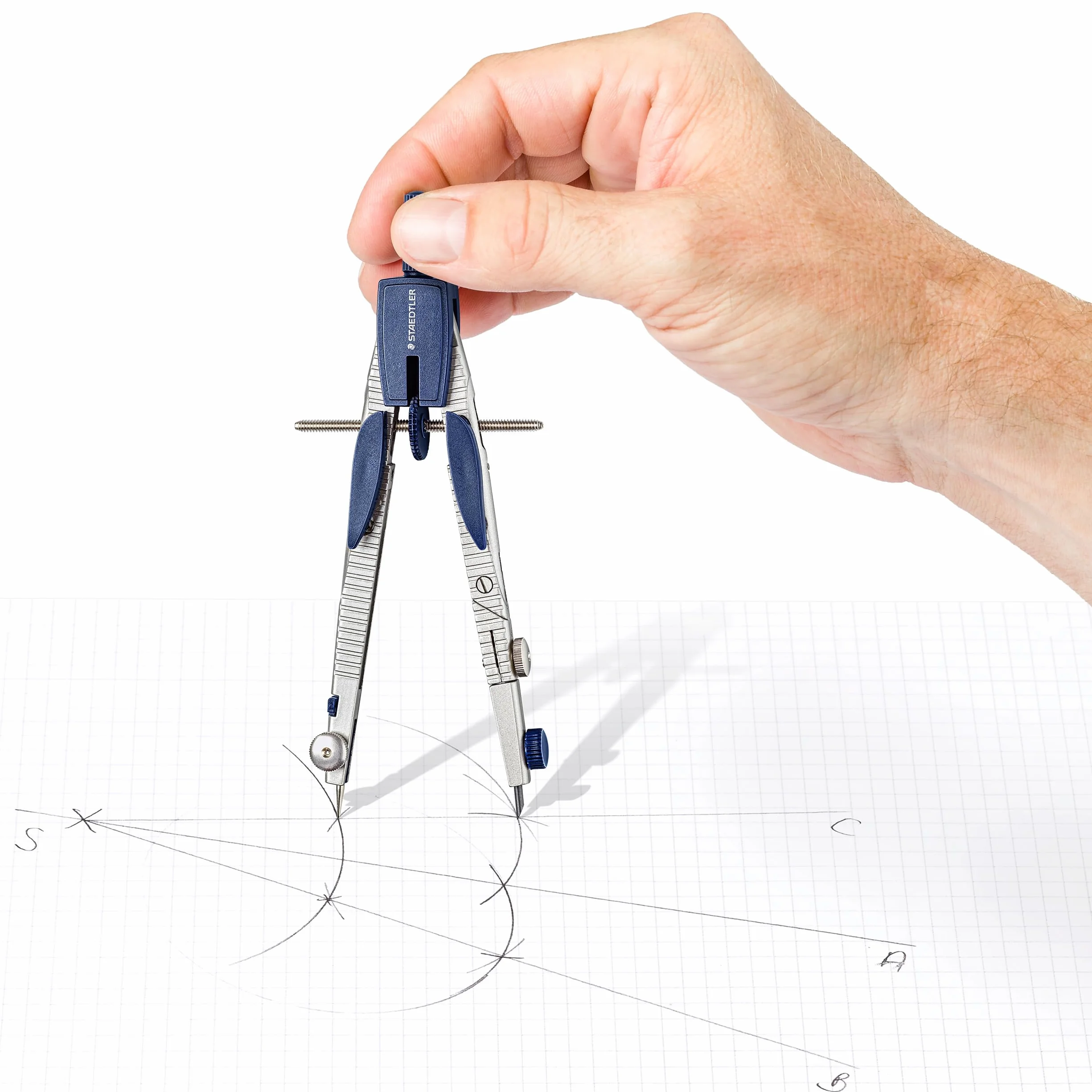 STAEDTLER 553 01 Compas collège de précision à réglage rapide, bouton-poussoir, diamètre 360 mm