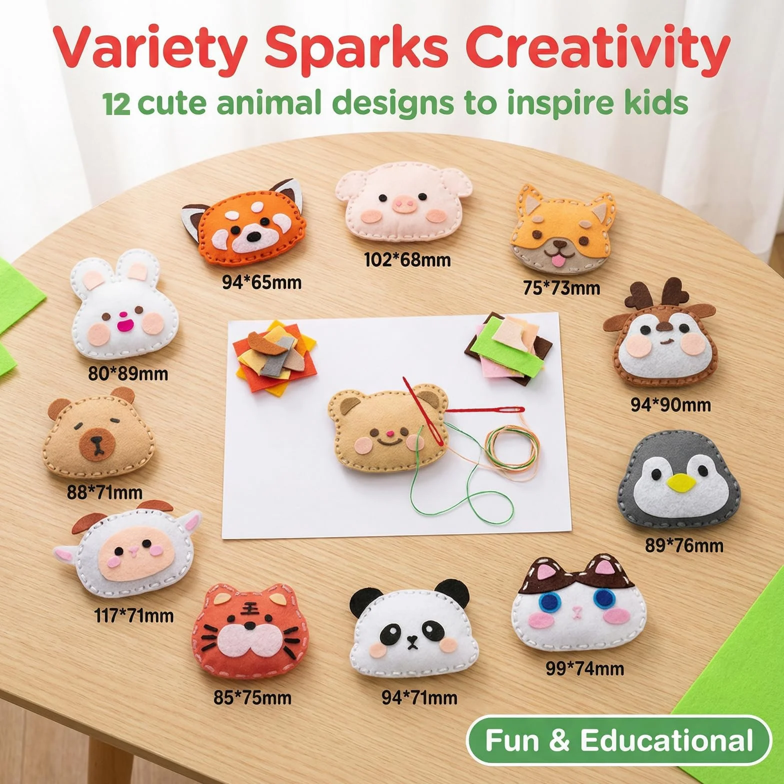 Ensemble De Couture en Feutre 12 Pièces Animaux Kit De Bricolage pour Enfants Débutants