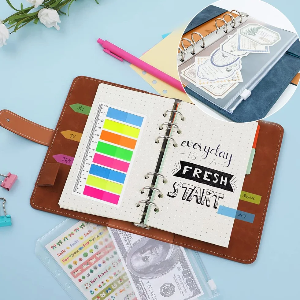 Comioke Lot de feuilles de notes rechargeables A6 classeur à anneaux 6 trous