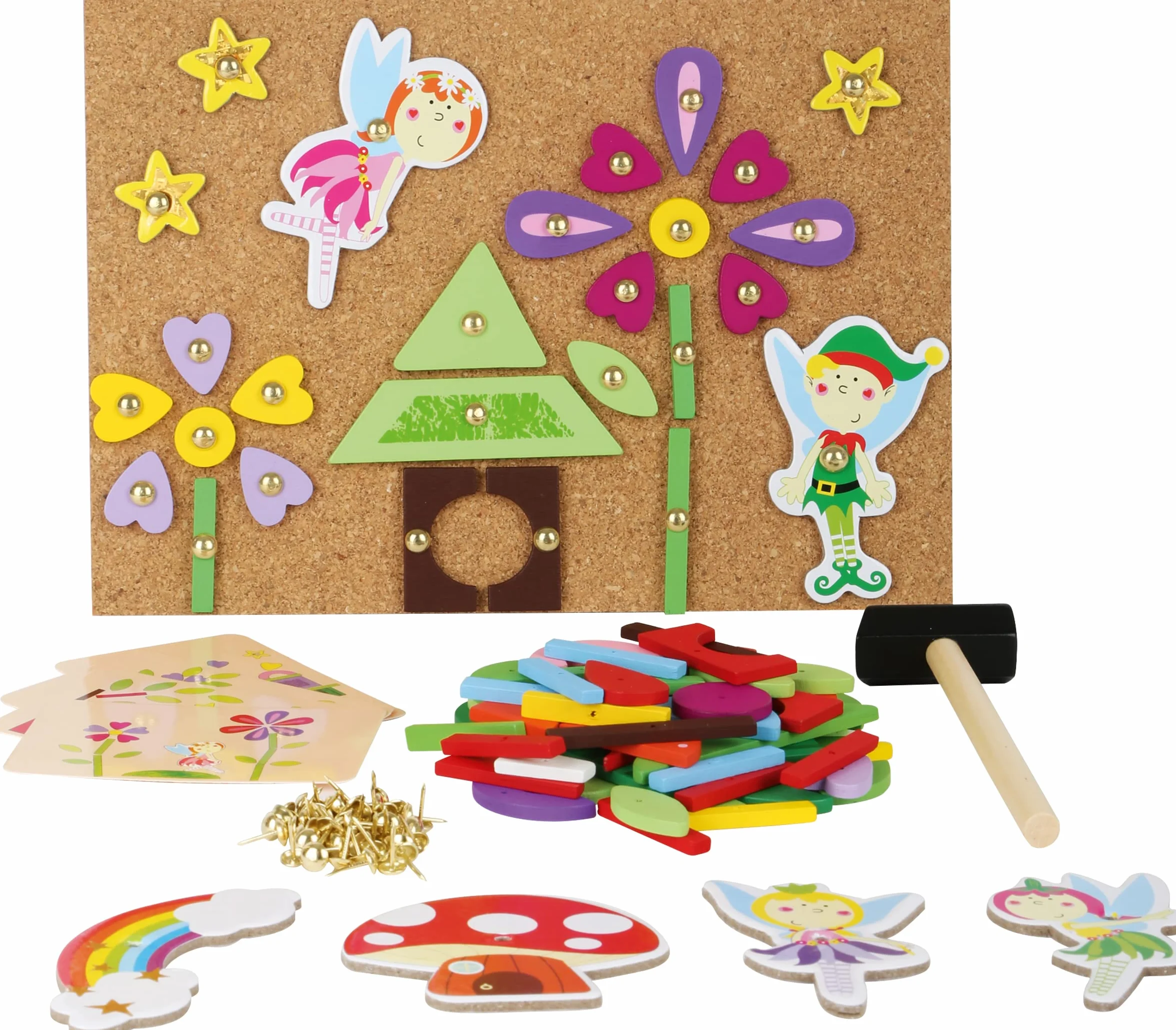 Small Foot 10227 Jeu de Marteau Fée en Bois Tableau Liège Motifs Fées Marteler 6 Ans