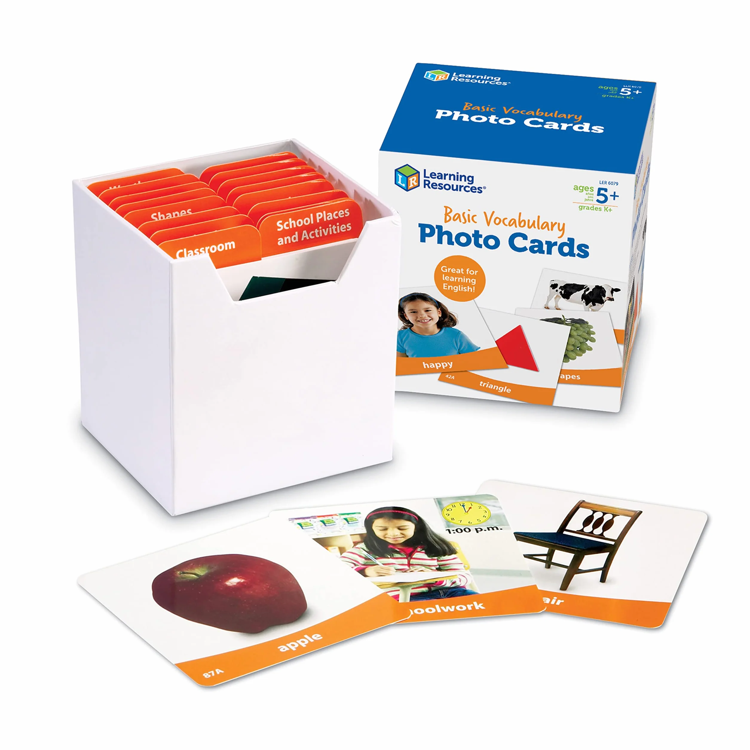 Learning Resources Cartes Photos Vocabulaire de Base 156 Cartes Éducatives Effaçables Langage Lecture Anglais