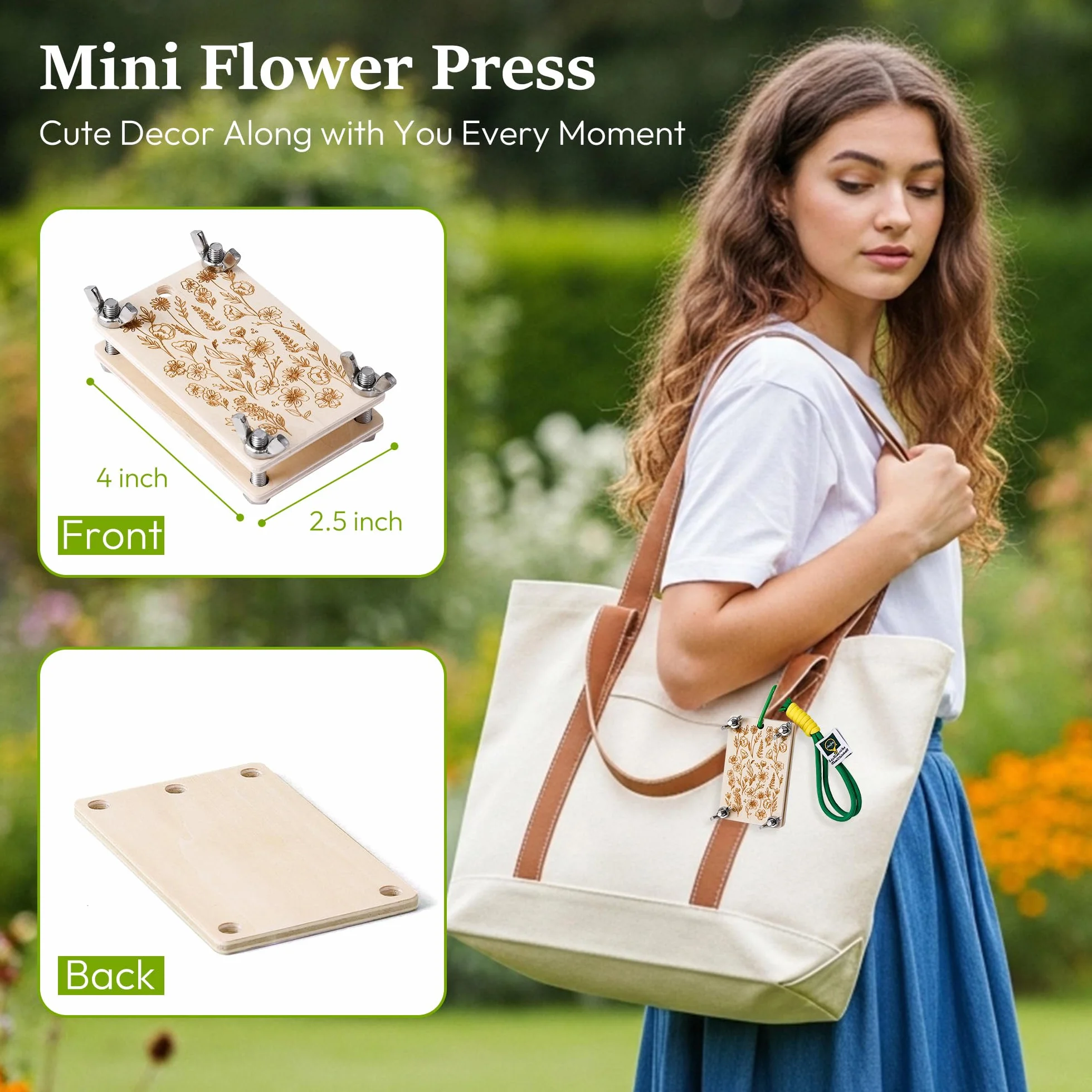 Aboofx Mini presse à fleurs kit de conservation de poche pour presser les plantes extérieur fleurs séchées débutantes loisirs créatifs