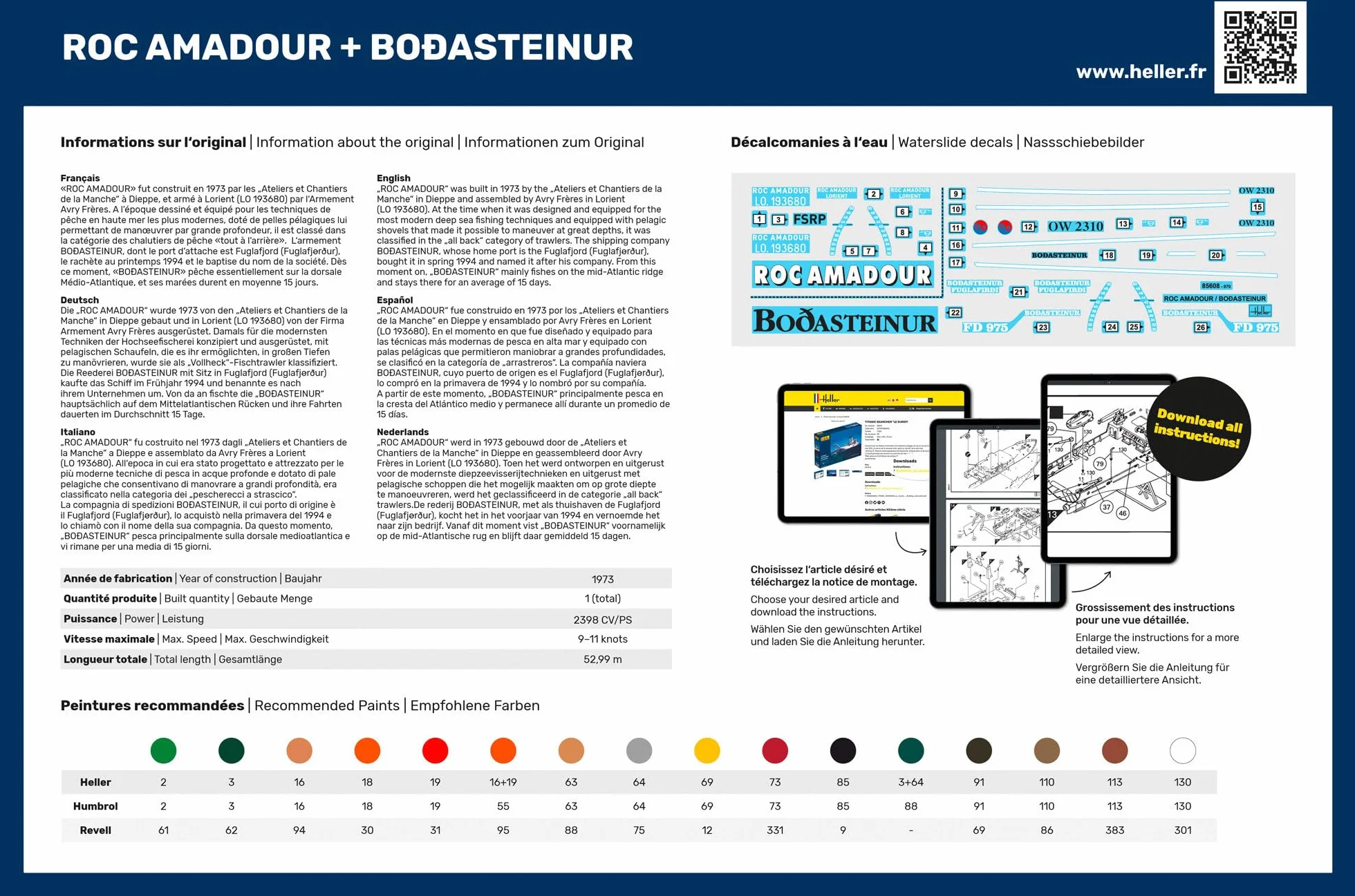 HELLER JOUSTRA Maquette Bateau Roc Amadour Bodasteinur Twinset