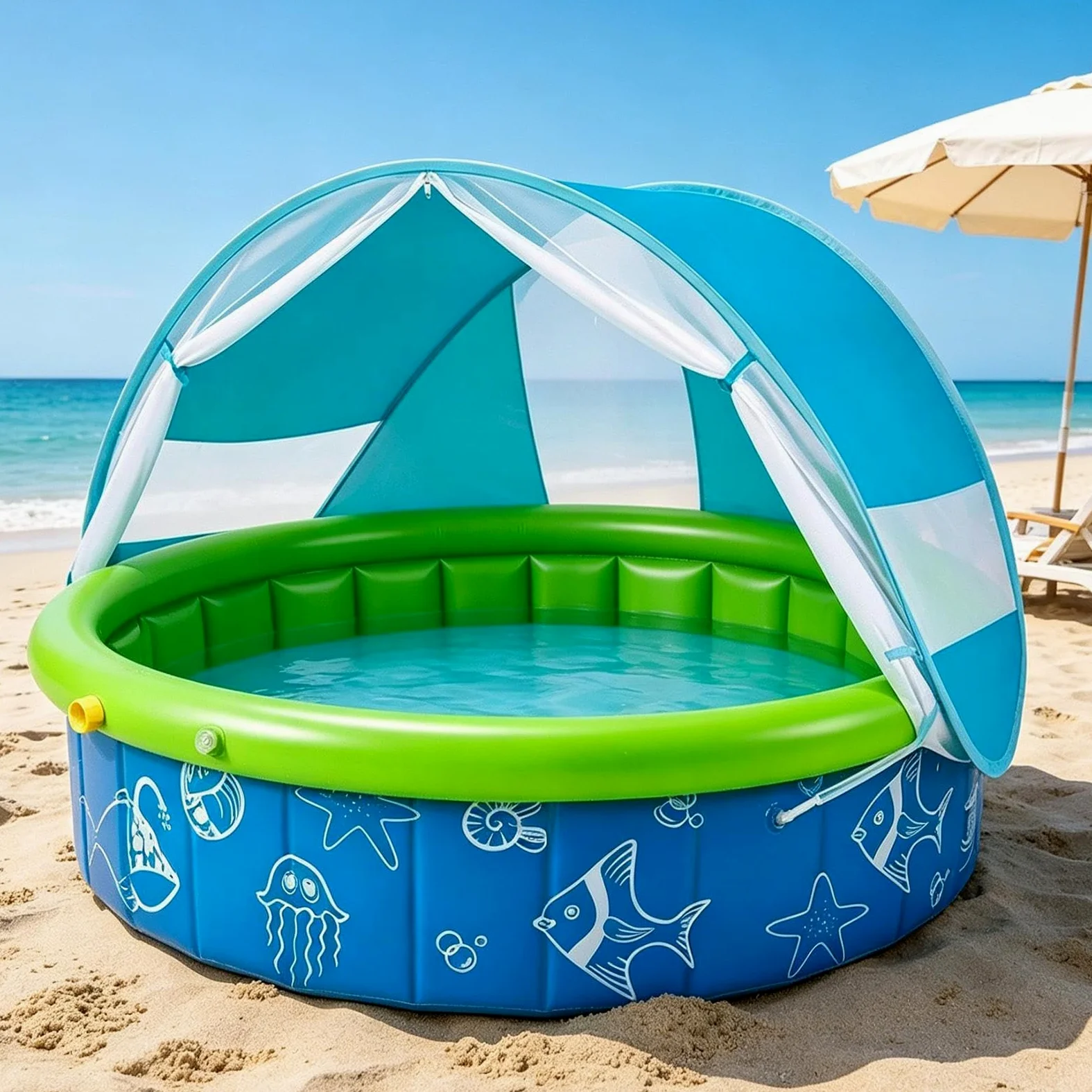 Piscine pour Protection Solaire Spacieuse Et Gain De Place | Piscine Extérieure Pour Pour Jardin Parc Cour Extérieur Tout-Petits Élèves Garçons Et