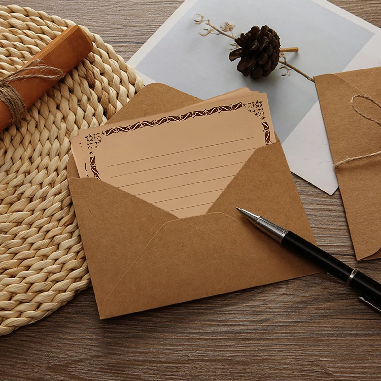 Papier à Lettres Vintage avec Enveloppes Set, Qixuer DIY pour Lettres