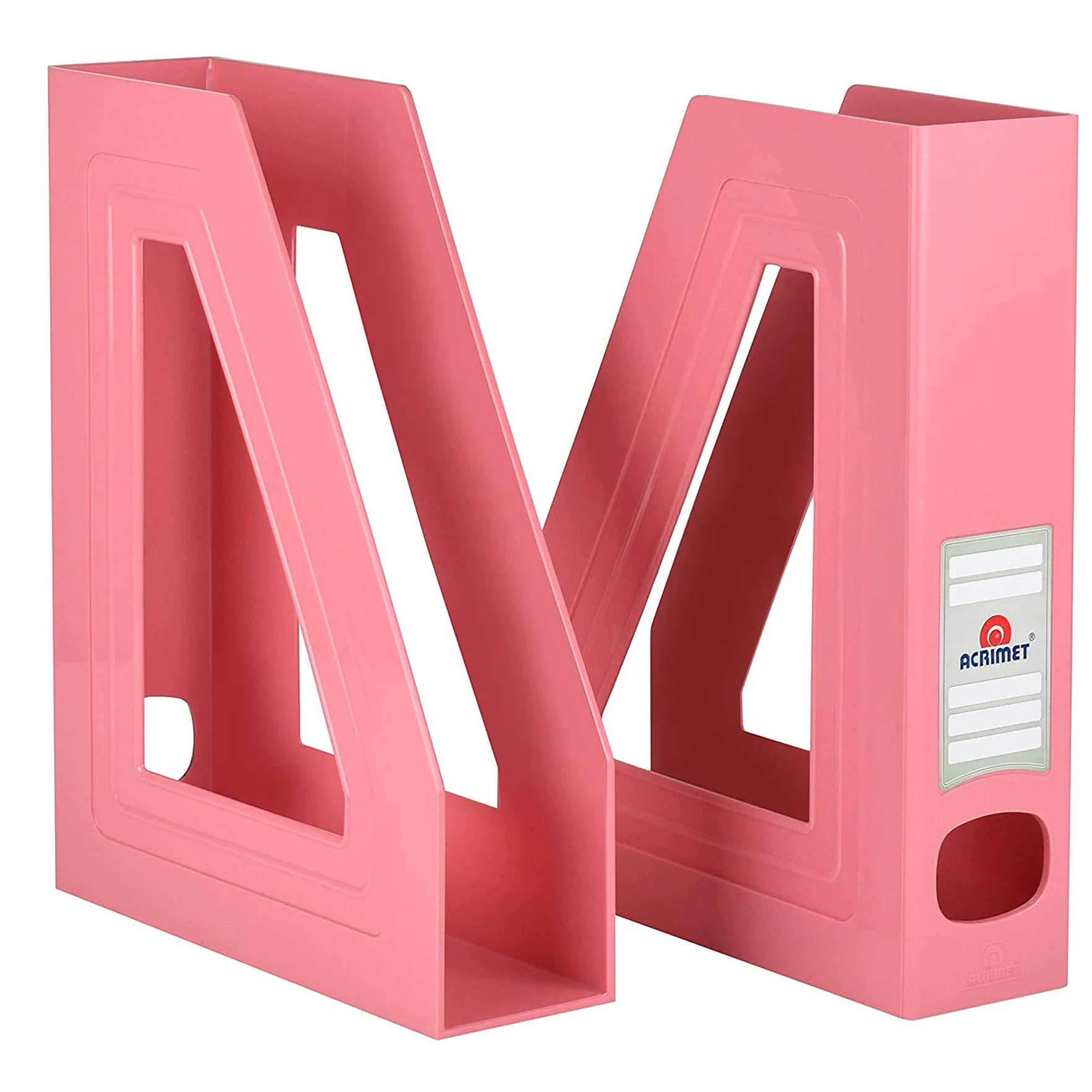 Acrimet Porte-Revues Support Durable Organisateur Dossiers Bureau Plastique Rose Lot de 2