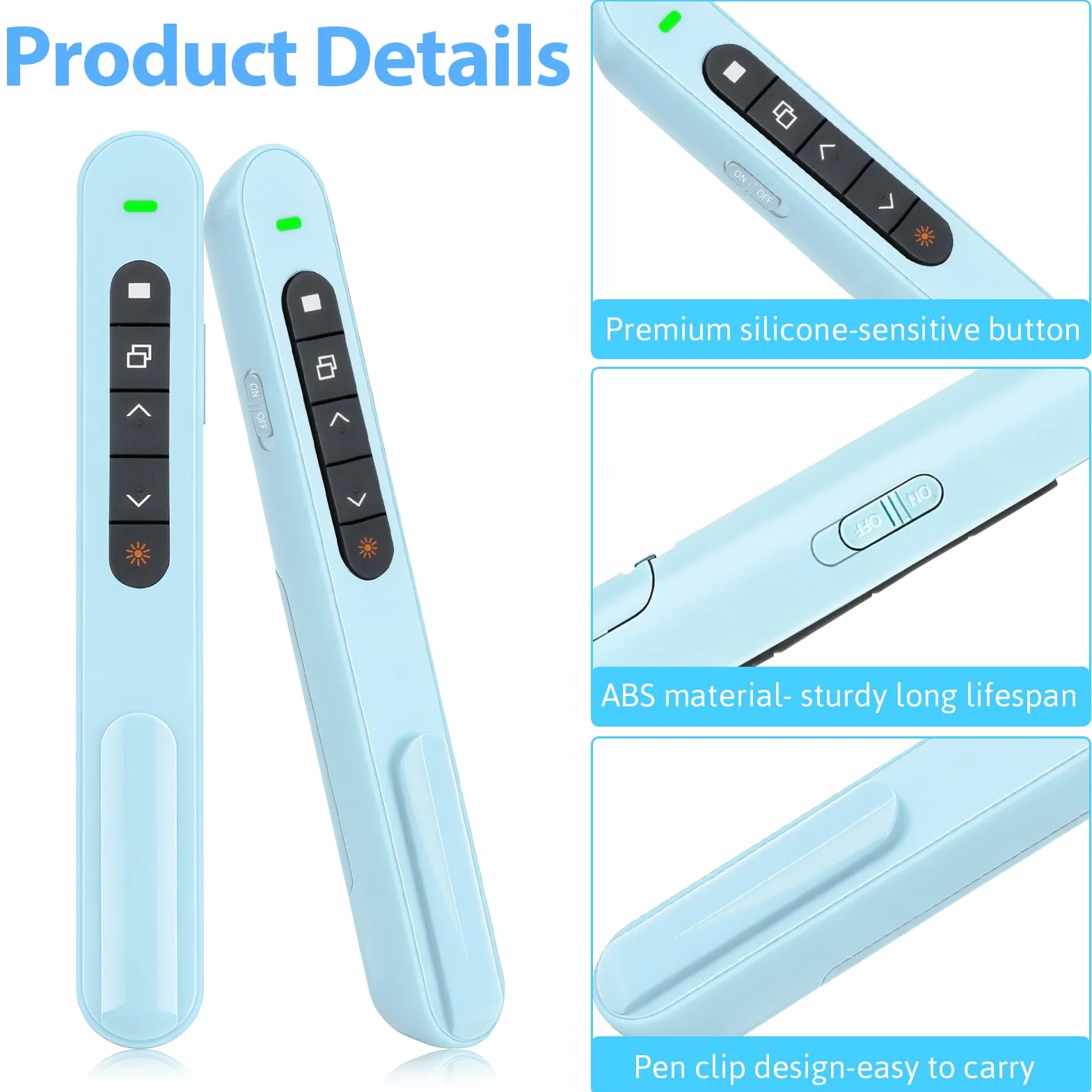 Télécommande Présentation sans Fil 2.4 GHz 100M Pointeur Bluetooth pour PowerPoint PC