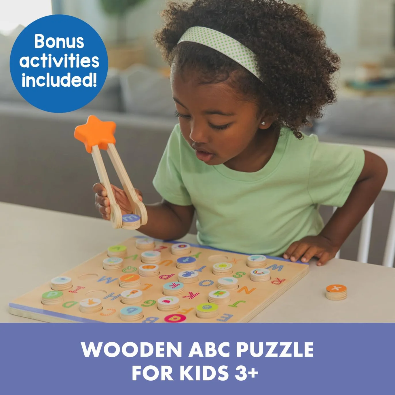 Learning Resources Puzzle en Bois ABC et Phonétiques des Lettres, 26 Jetons, Jouet Montessori, Cadeau 3 4 5 Ans