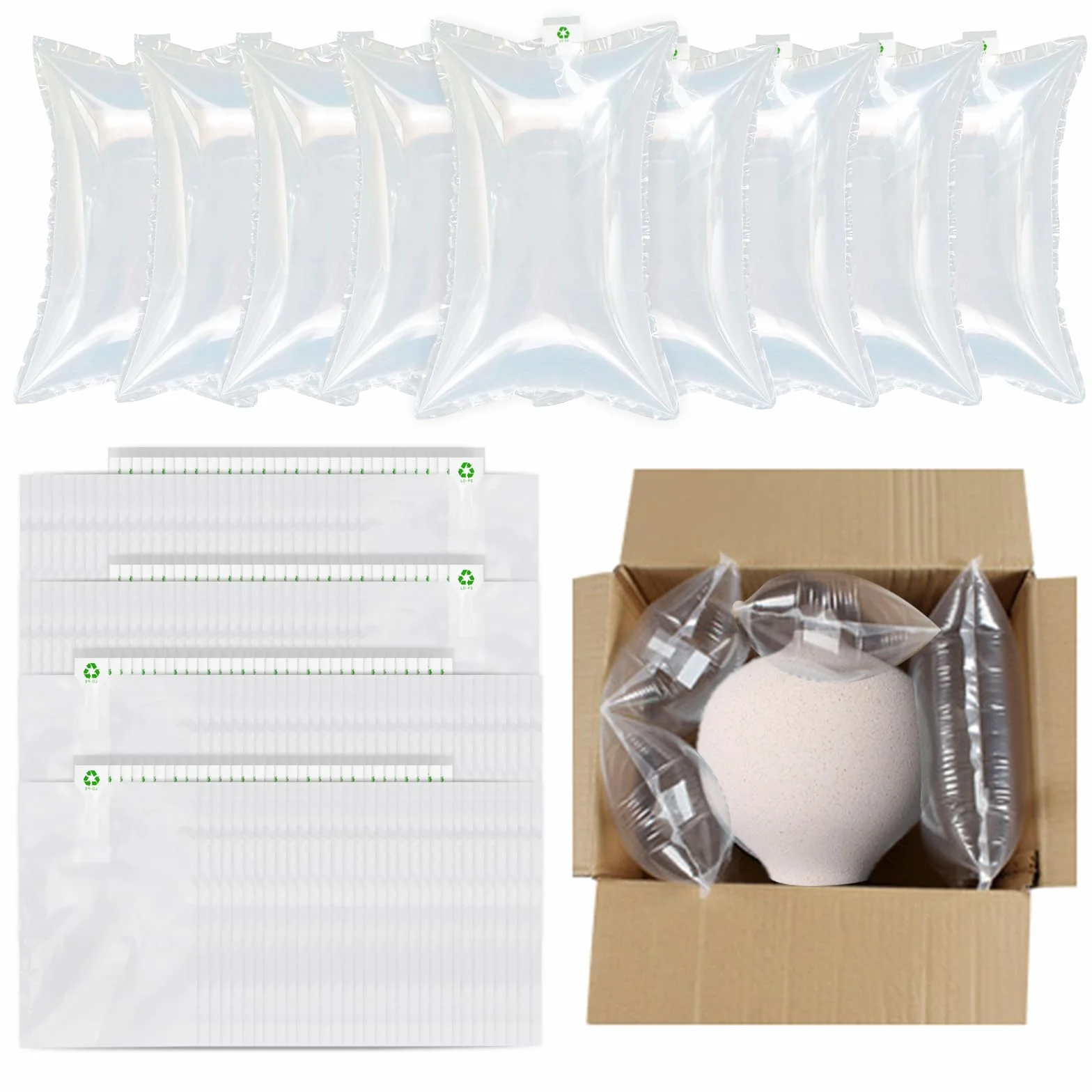 Coussins à bulles d'air 10 x 20 cm 100 pièces Film de coussin d'air Matériau de remplissage d'emballage pour expédition fragile