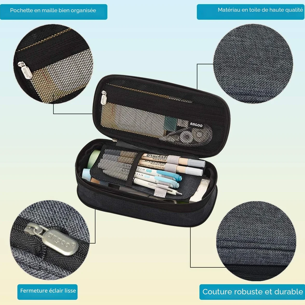 Coolzon Trousse Scolaire Extensible Grande Capacité Sac à Crayons Organisateur pour Filles Garçons