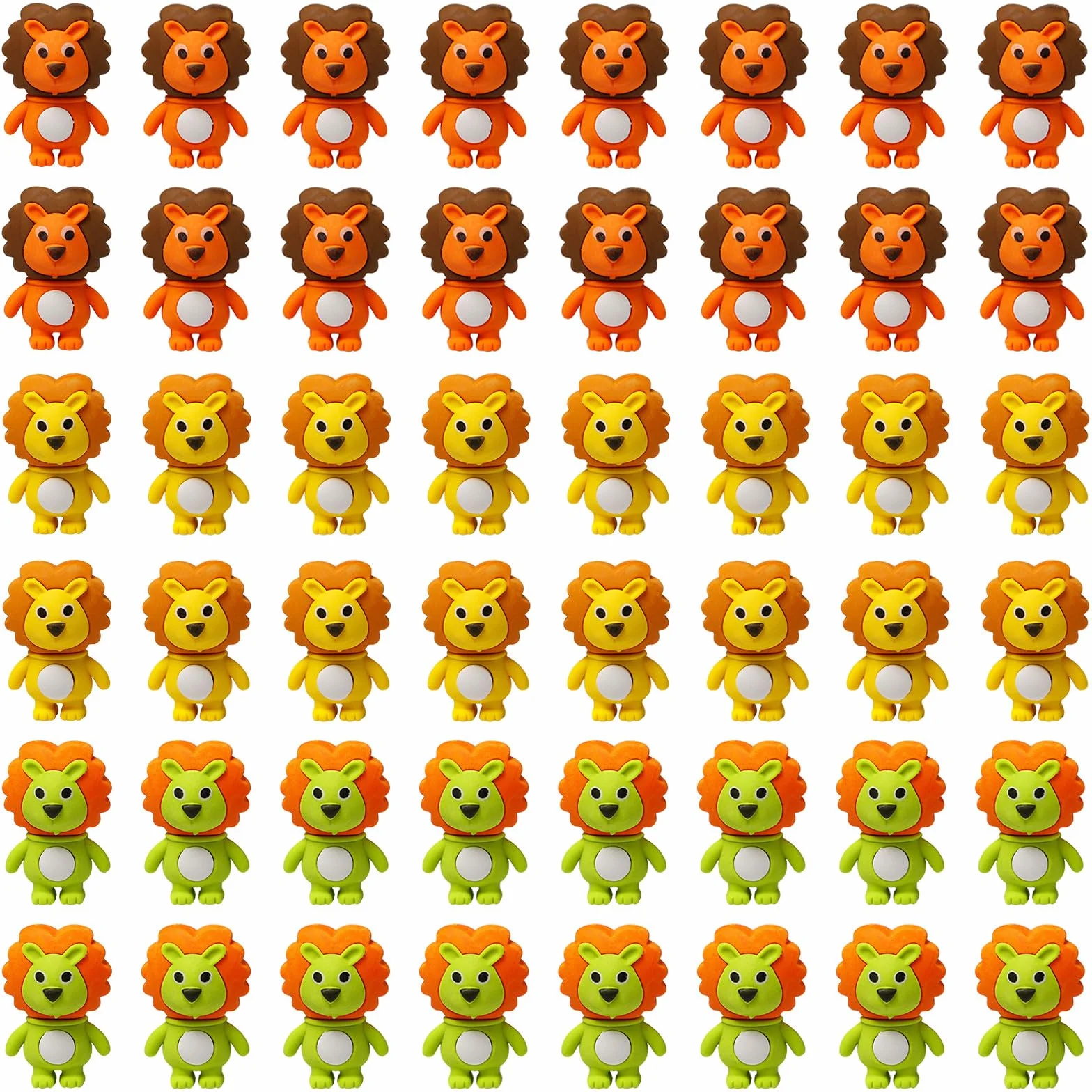 Gomme en Forme Lion Animaux 48 Pièces Amusante Détachable pour Enfants